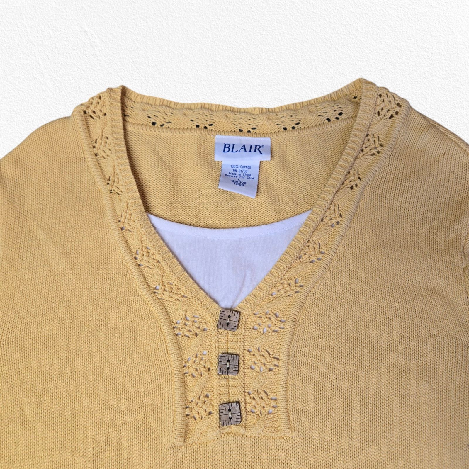 Other Y2K Yellow Crochet Knit Tunic Sweater Dress Size Large Size L / US 10 / IT 46 - 2 Thumbnail