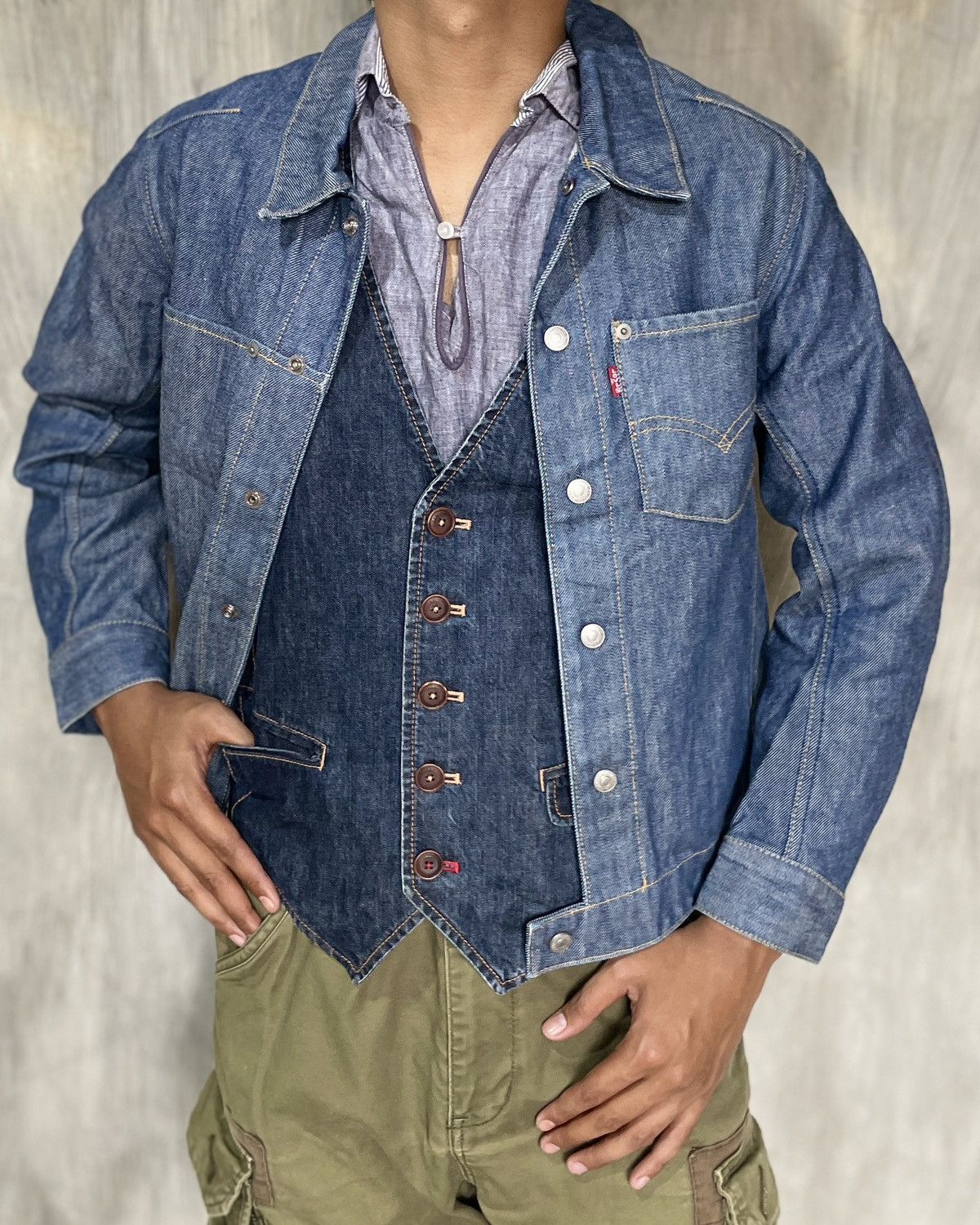 Engineered Garments × Levi's Vtg 90s Levis Engineered Jeans Blue Denim Jacket Japan y2k ♻️ Size US XS / EU 42 / 0 - 5 Thumbnail