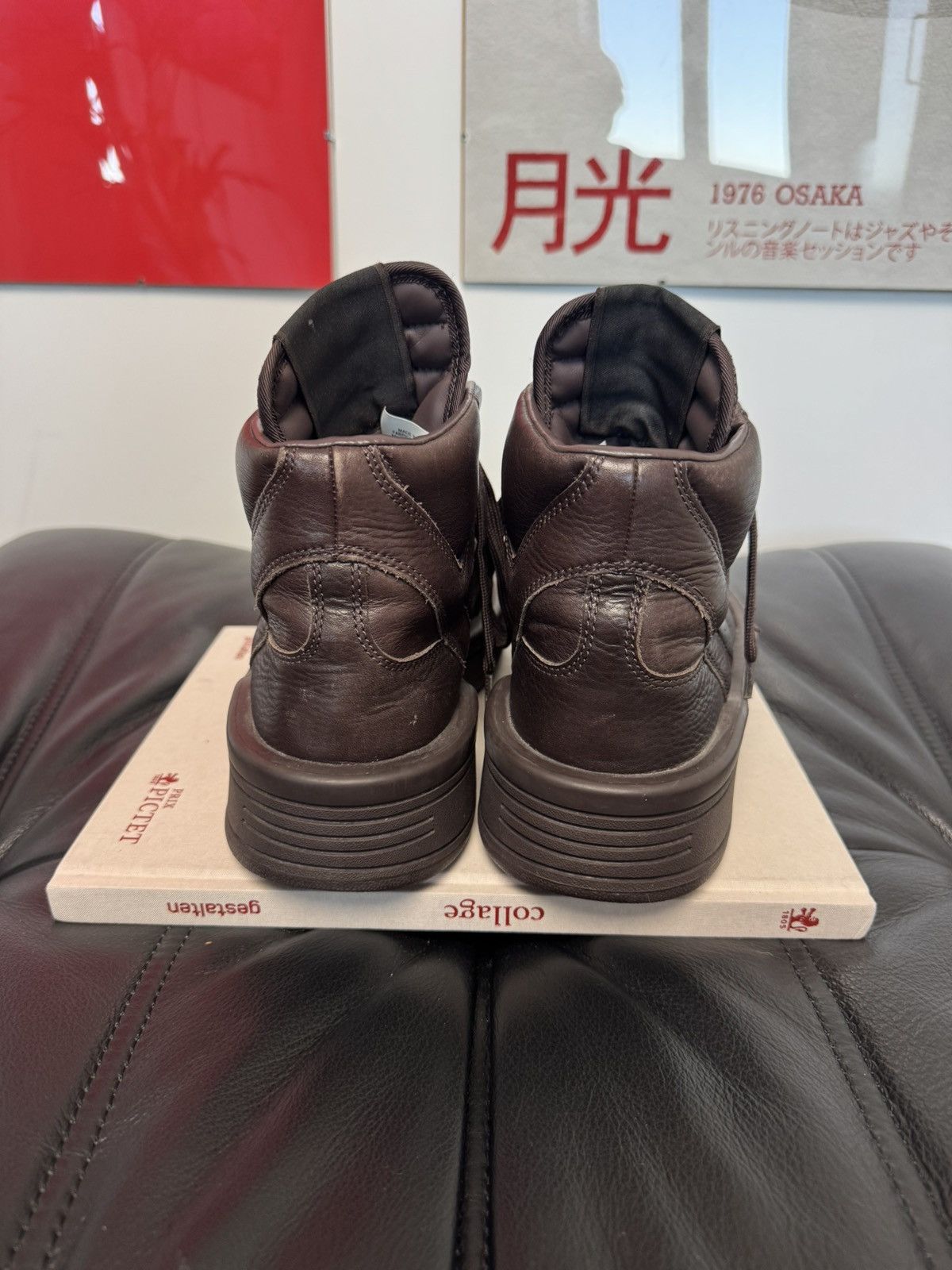 Rick Owens RICK OWENS CONVERSE TURBOWPN DARK BROWN LEATHER SNEAEKERS HI Size US 8.5 / EU 41-42 - 4 Thumbnail