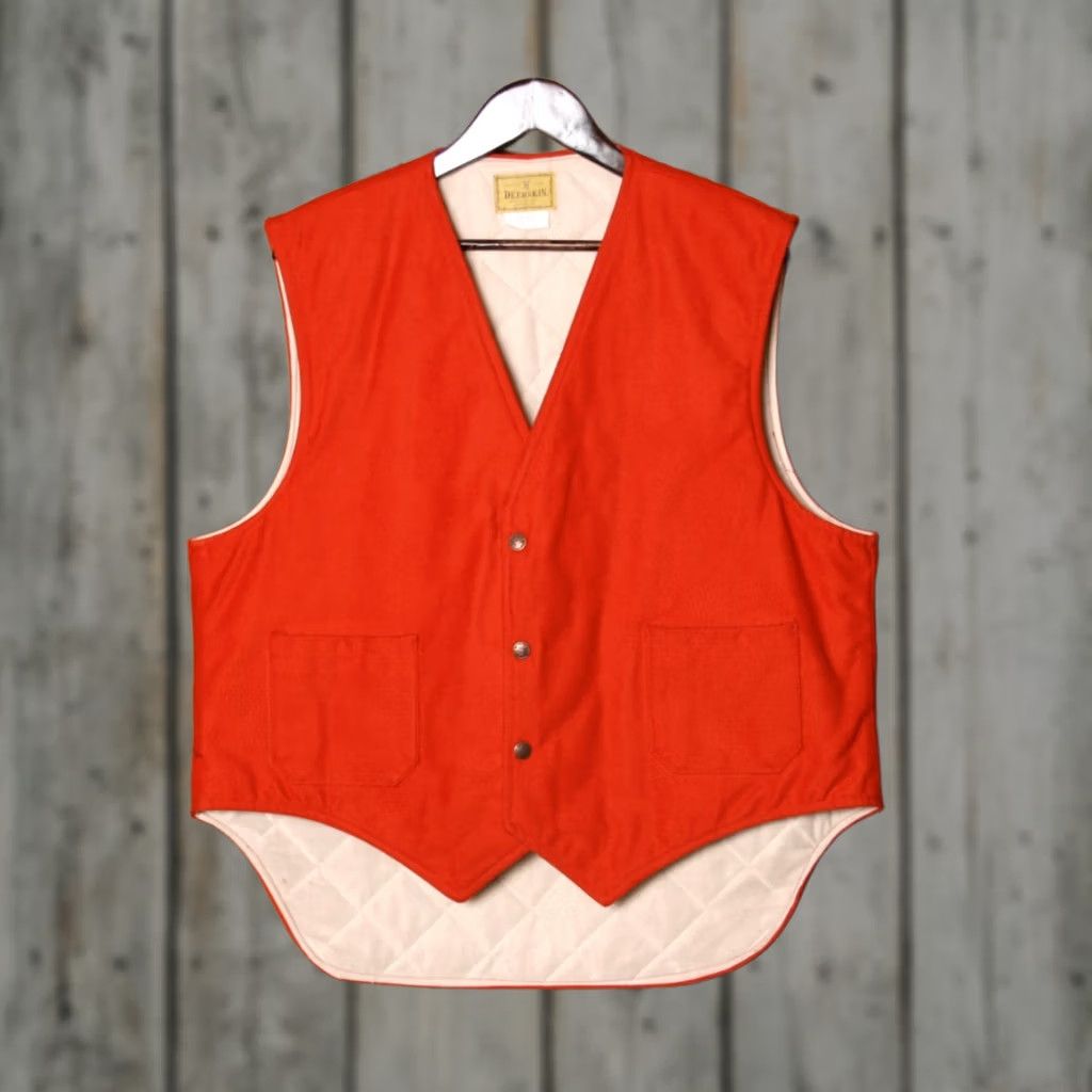 CLOT VINTAGE Melton DEERSKIN Orange Chamois Cloth Quilt Lined Hunting Vest XL Mens Jacket Vest Size US XL / EU 56 / 4 - 1 Thumbnail