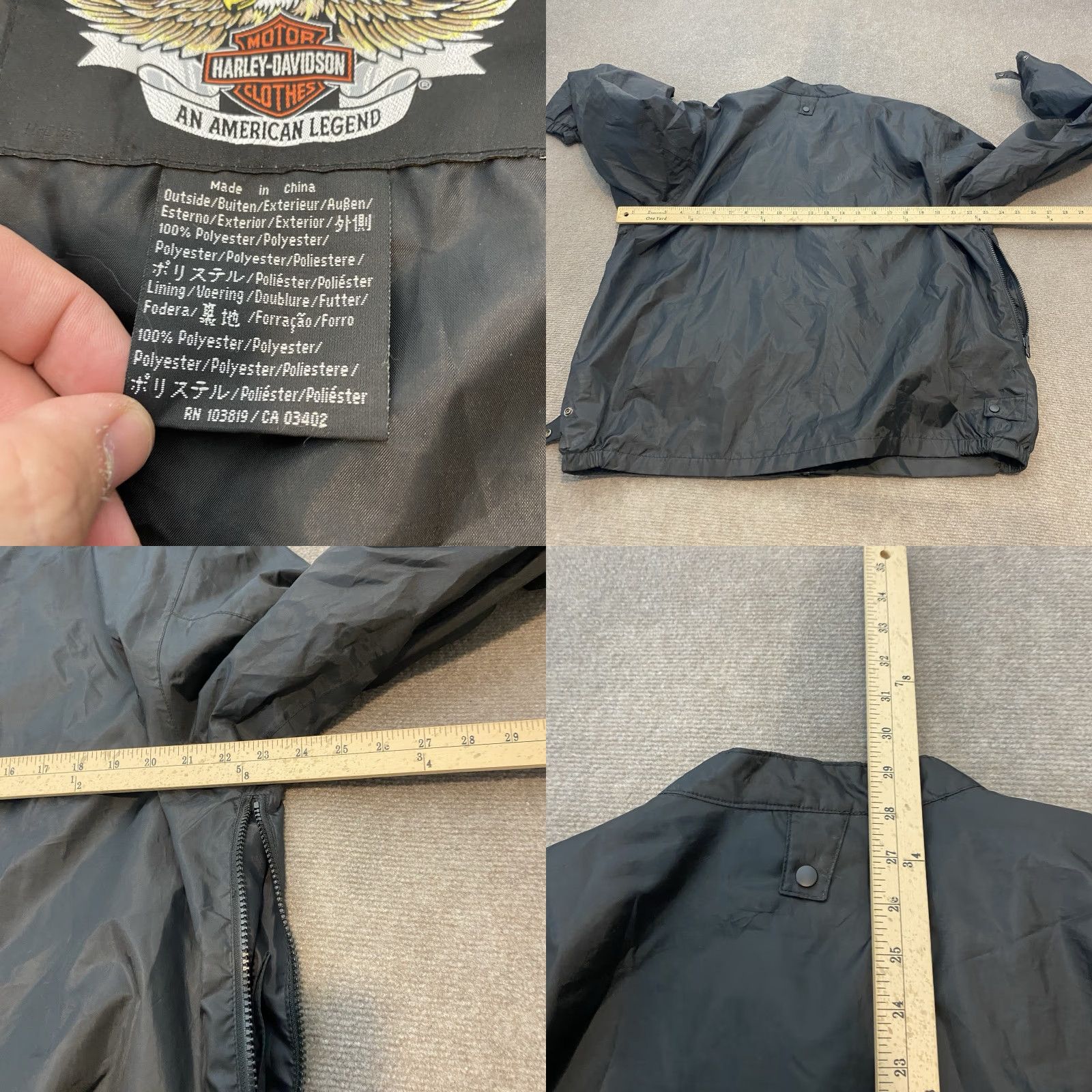 Harley Davidson Harley-Davidson Bomber Jacket Motorcycle Mens XL Tall Zip Pockets Black Lightweight? Size US XL / EU 56 / 4 - 8 Thumbnail