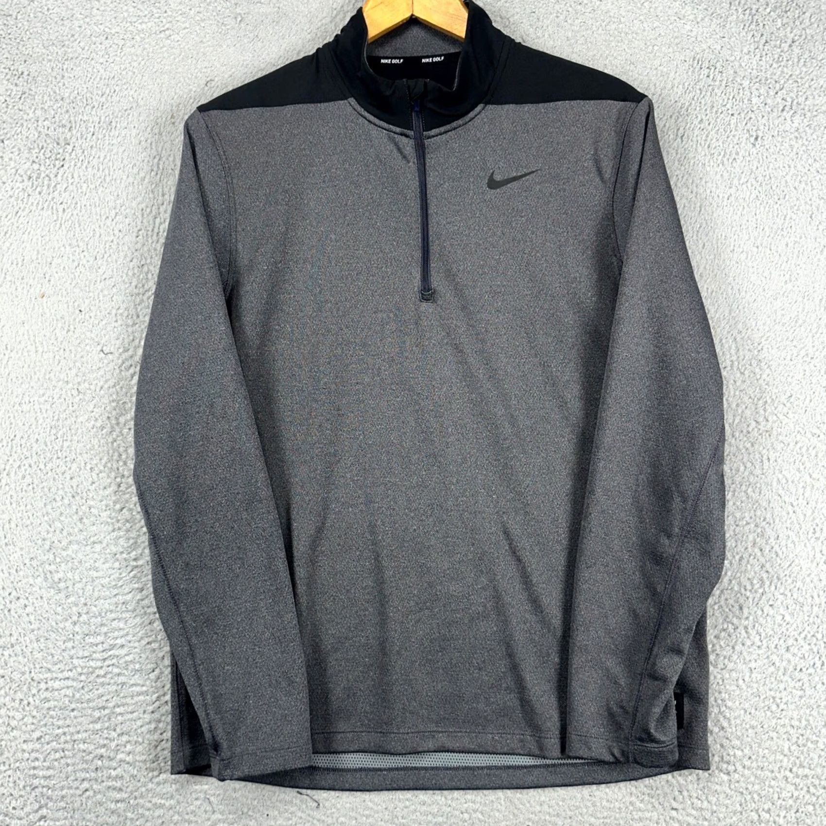 Nike Nike Dri-FIT Mens Pullover Shirt 1/4 Zip Colorblock Grey Black Long Sleeve Mock Neck Athletic Sport Casual Shirt Size US M / EU 48-50 / 2 - 4 Thumbnail