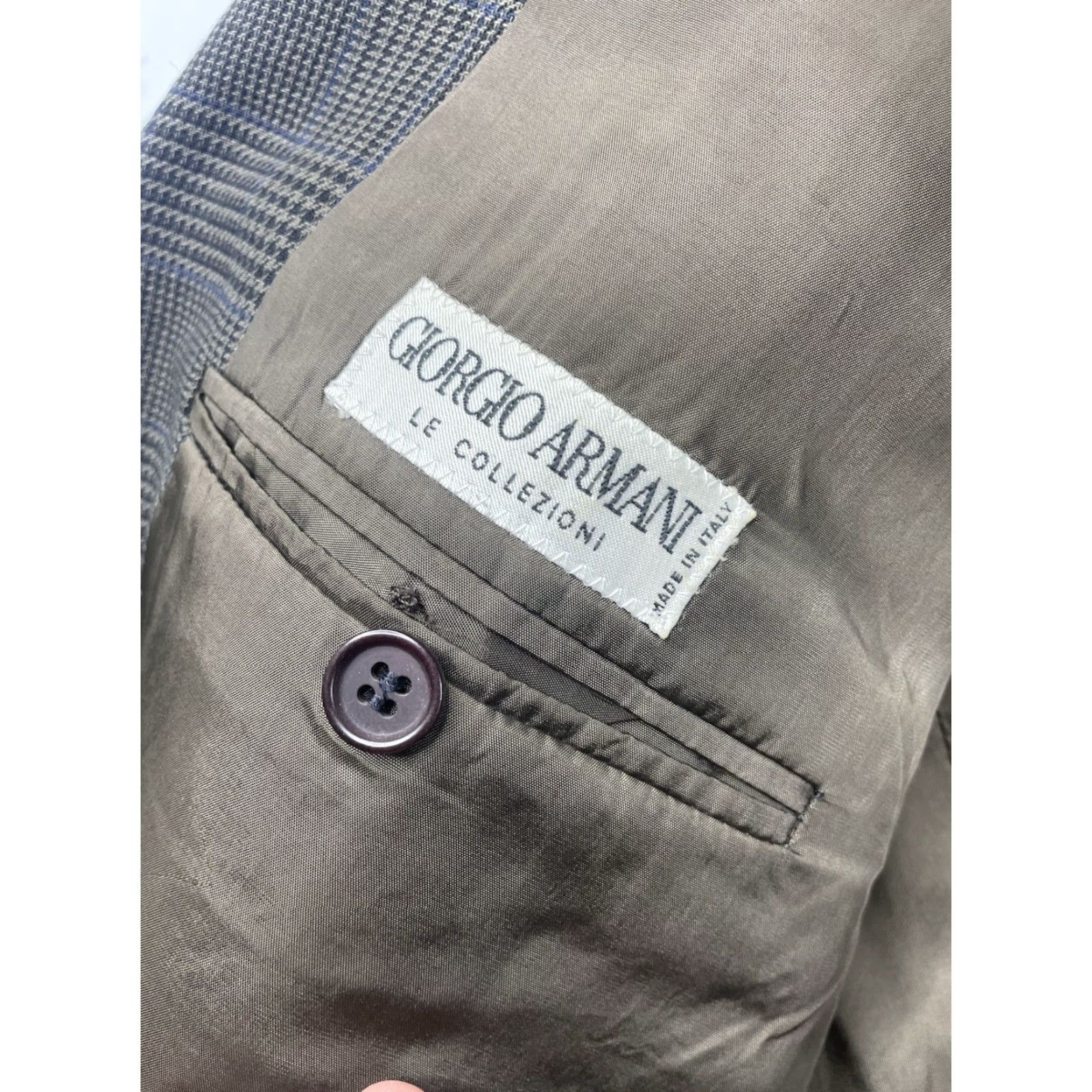Giorgio Armani Giorgio Armani Collezioni Sport Coat Blazer Men 44R Brown Plaid Wool Size 44R - 4 Thumbnail