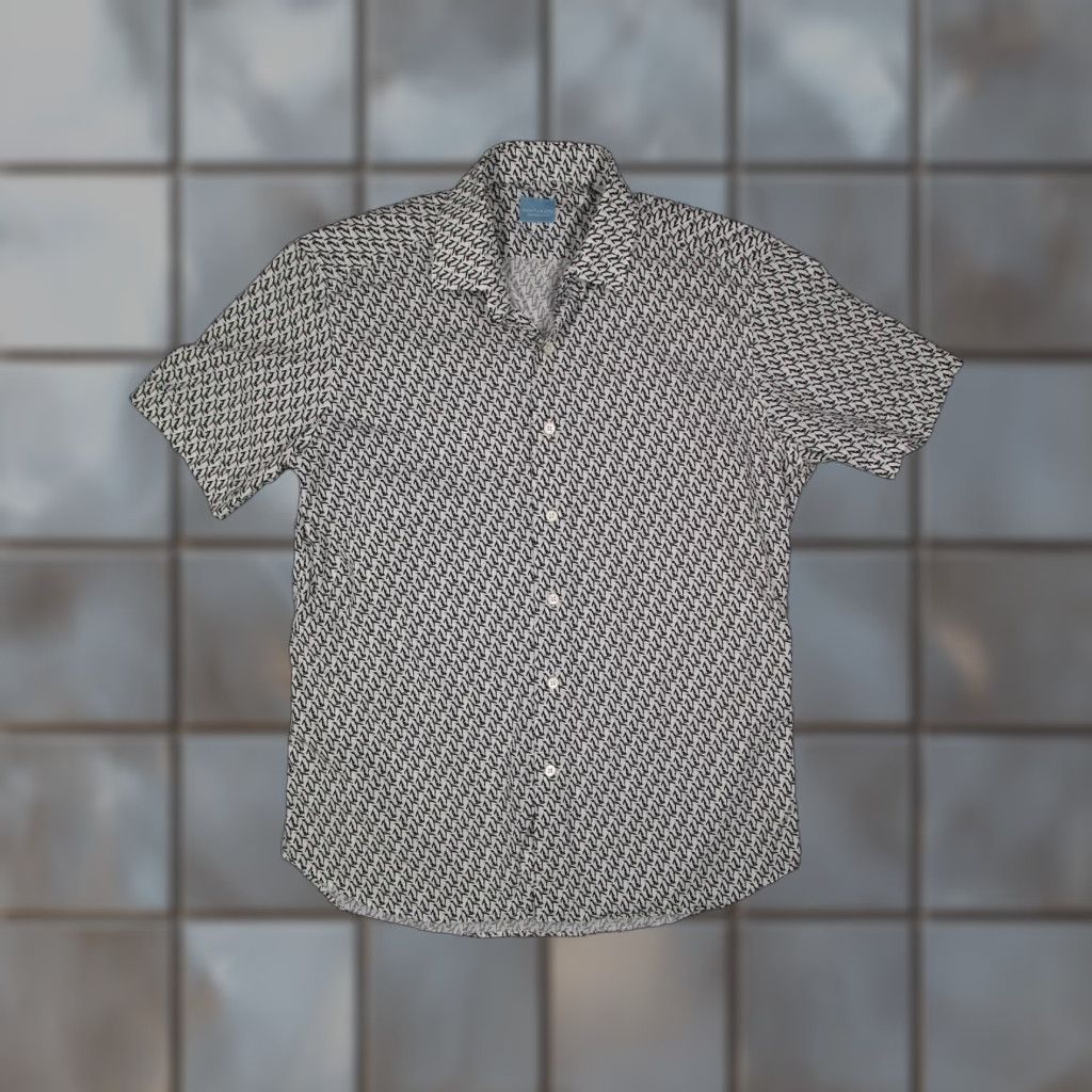 Vintage Culturata Shirt Mens Large White Contemporary AOP Penguin Button Up Short Sleeve Size US L / EU 52-54 / 3 - 1 Thumbnail