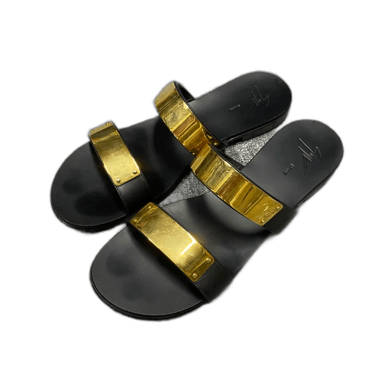 Giuseppe Zanotti Giuseppe Zanotti Black Gold Buckle Sandals Size US 10.5 / EU 43-44 - 1 Thumbnail