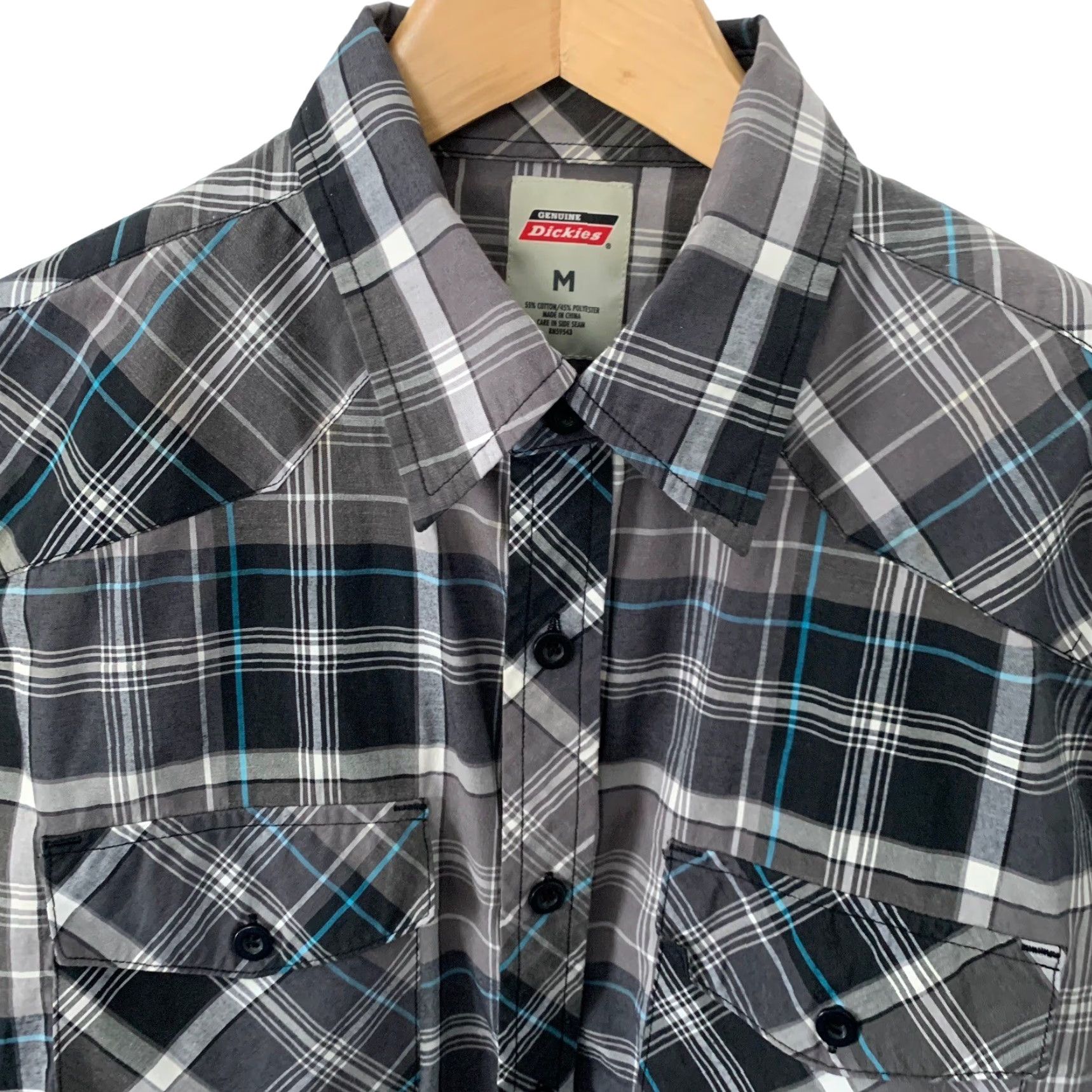 Dickies DICKIES Shirt Mens Medium Gray Plaid Cotton Blend Utility Pockets Button-Up Short Sleeve Workwear Casual Size US M / EU 48-50 / 2 - 3 Thumbnail