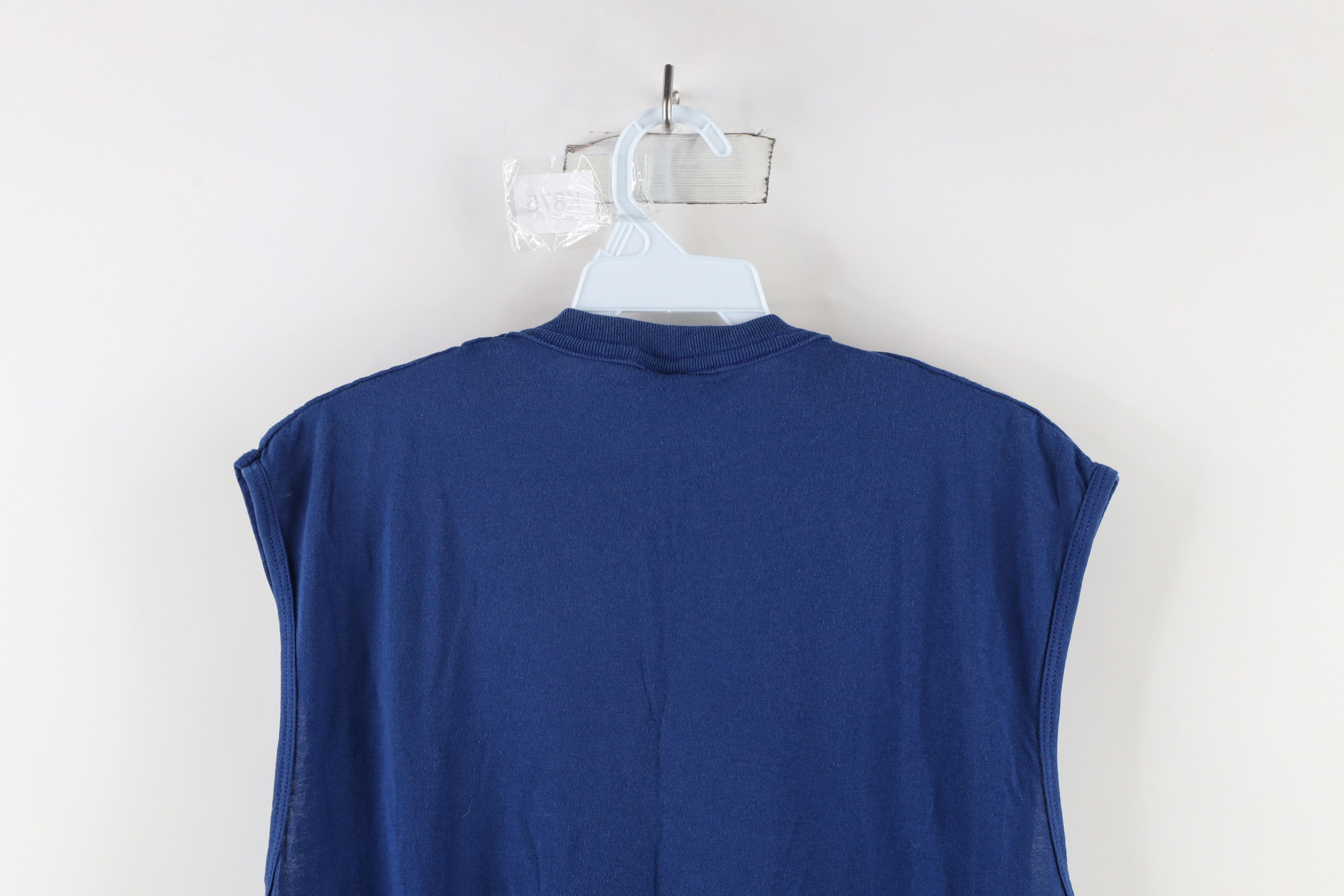 Vintage Vintage 90s Streetwear Blank Sleeveless Muscle T-Shirt Blue Size US L / EU 52-54 / 3 - 8 Thumbnail