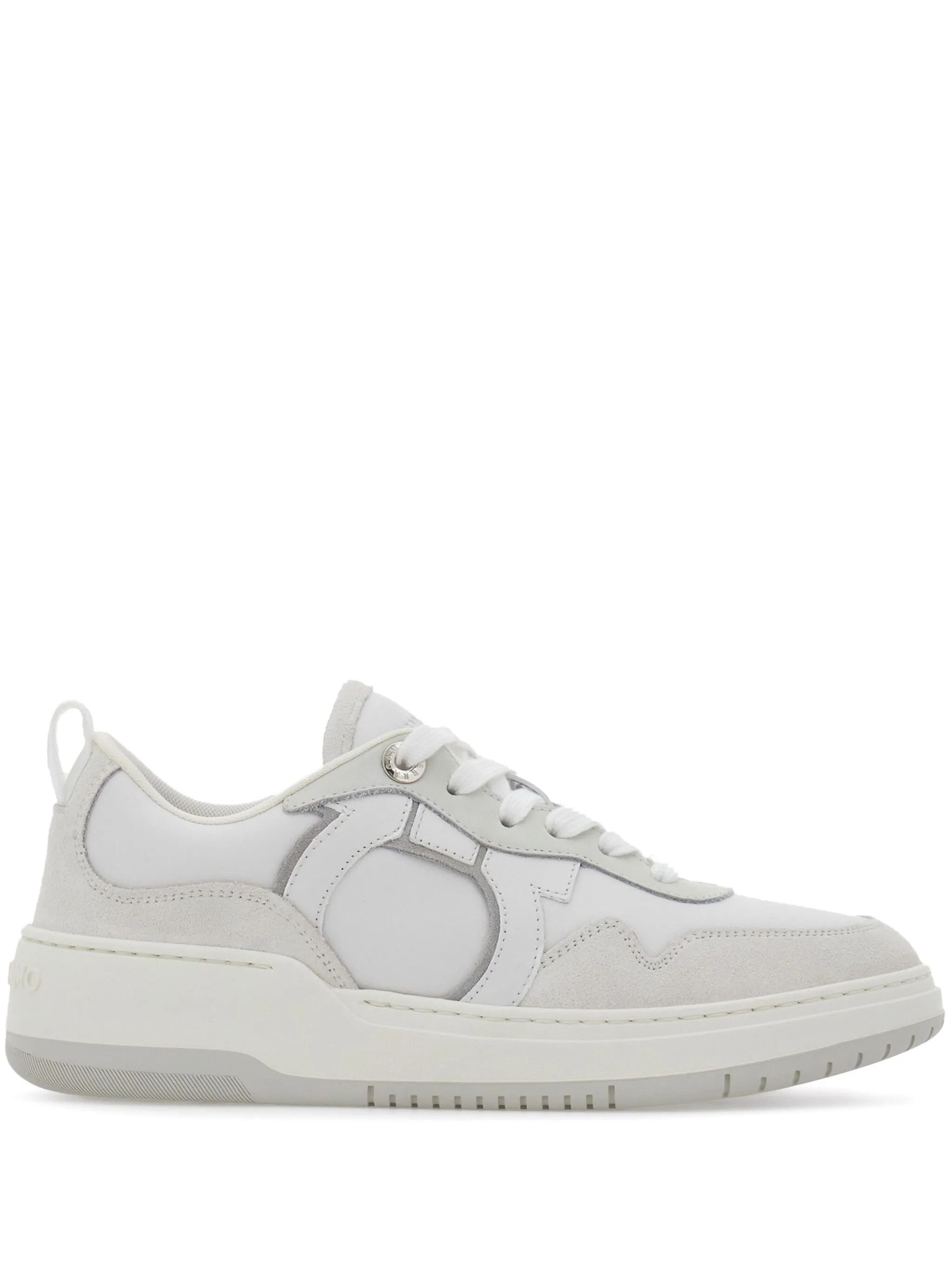 Salvatore Ferragamo o1s1rm0526 Gancini Lace-up Sneakers in Optical White Size US 8 / IT 38 - 1 Thumbnail