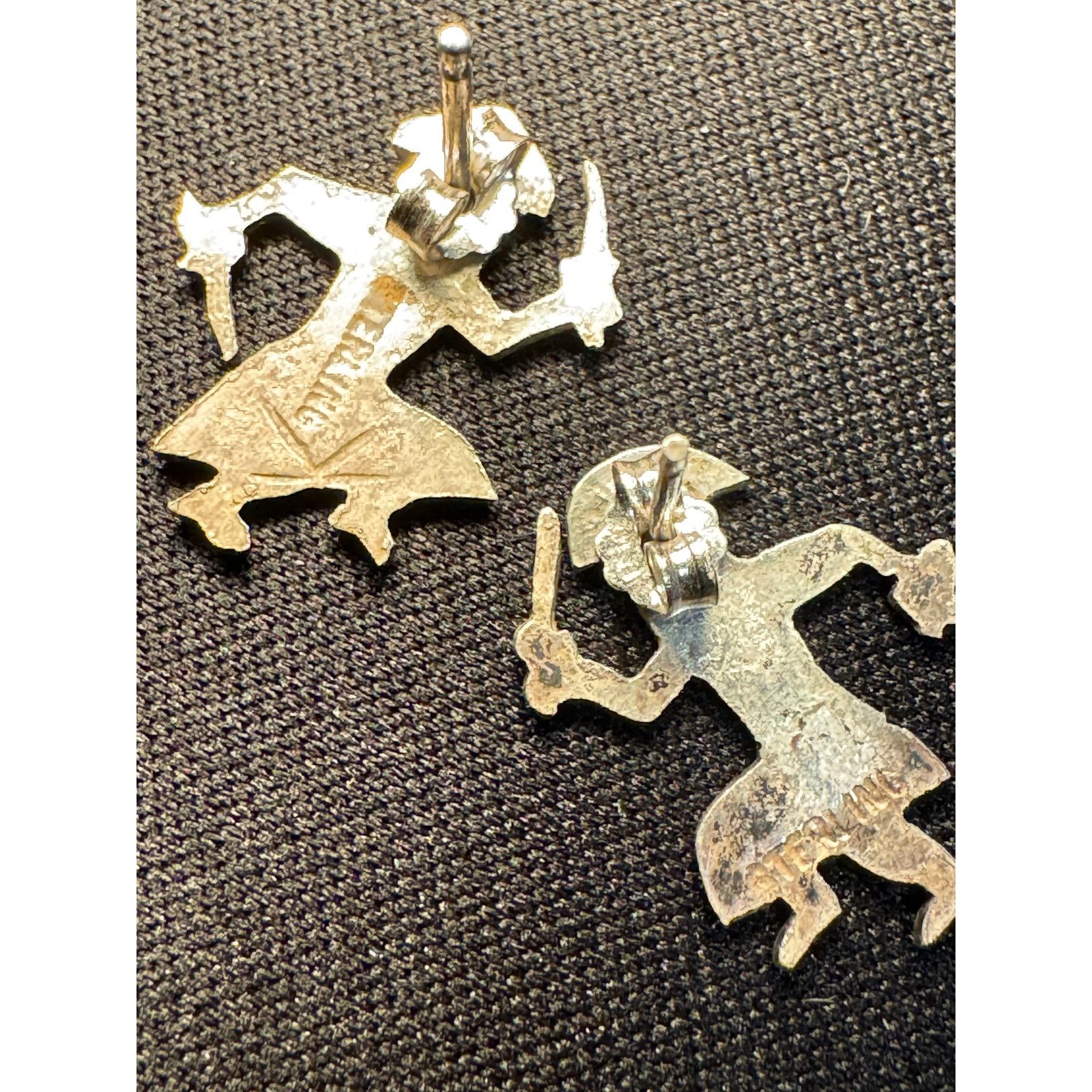 Other Vintage 925 Sterling Silver Native Dancers Post Earrings Size ONE SIZE - 5 Thumbnail