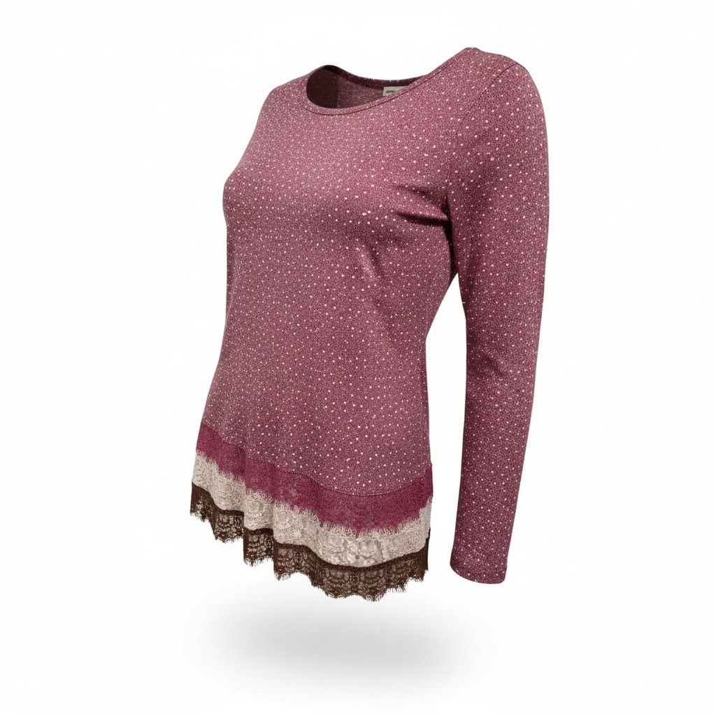 Lauren Conrad LC Lauren Conrad Women’s Polka Dot Lace-Trim Blouse Size L Size L / US 10 / IT 46 - 1 Thumbnail