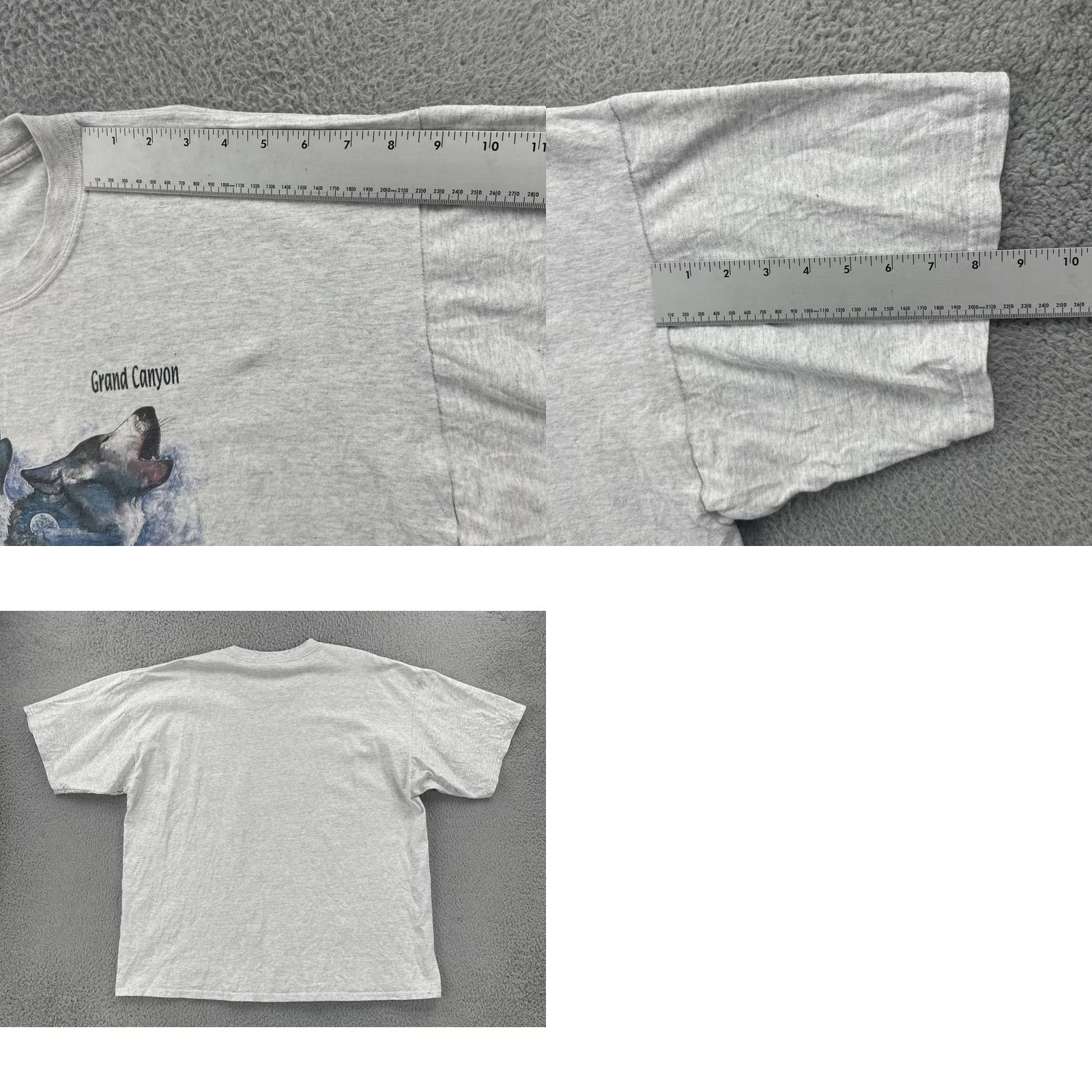 Gildan VINTAGE Gildan Mens T-Shirt Gray 2XL Crew Neck Short Sleeve Wolf Grand Canyon Graphic Print 90s USA Nature Mens Size US XXL / EU 58 / 5 - 9 Thumbnail