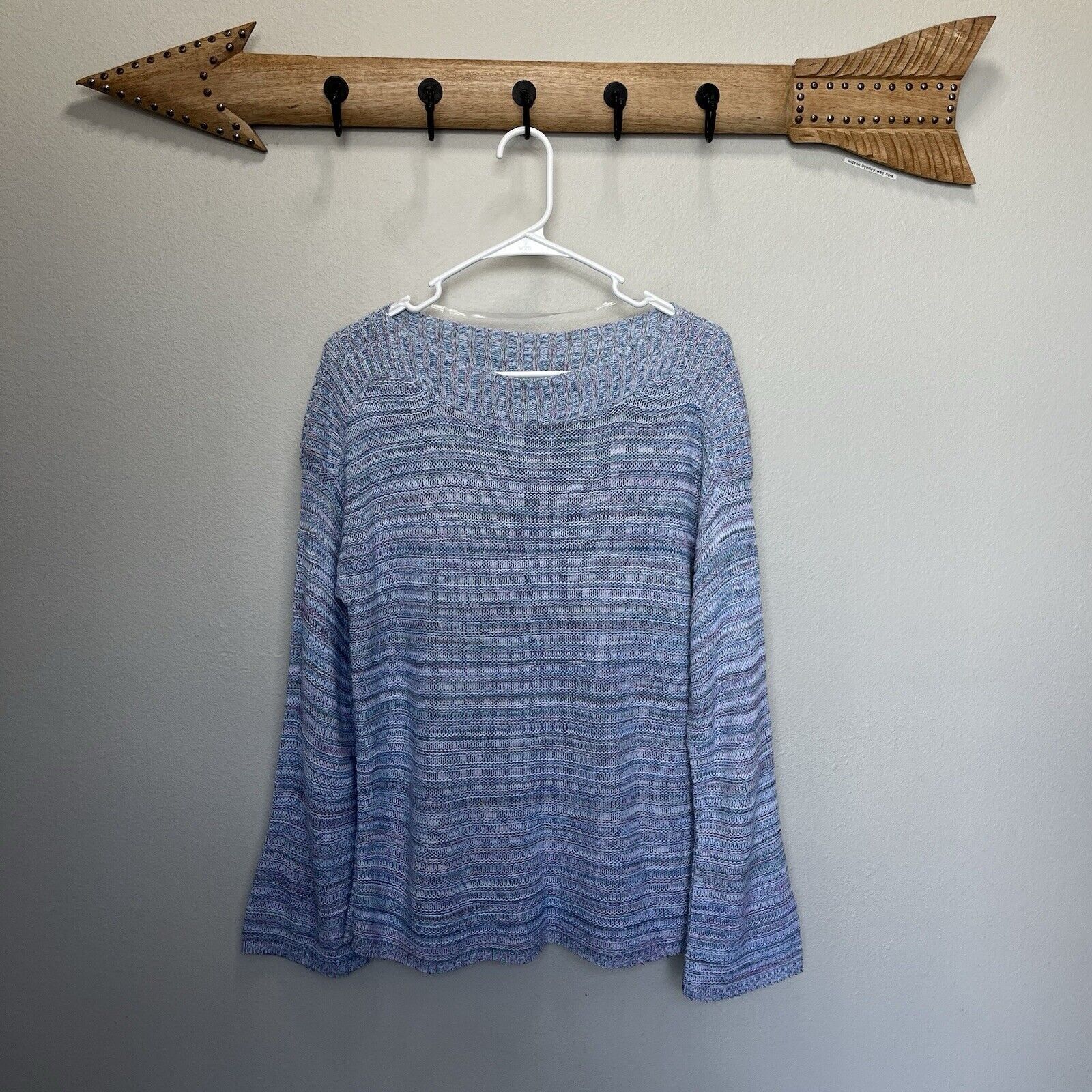 Croft & Barrow Croft & Barrow | Striped Boatneck Knit Sweater Flared Sleeve Size M / US 6-8 / IT 42-44 - 3 Thumbnail
