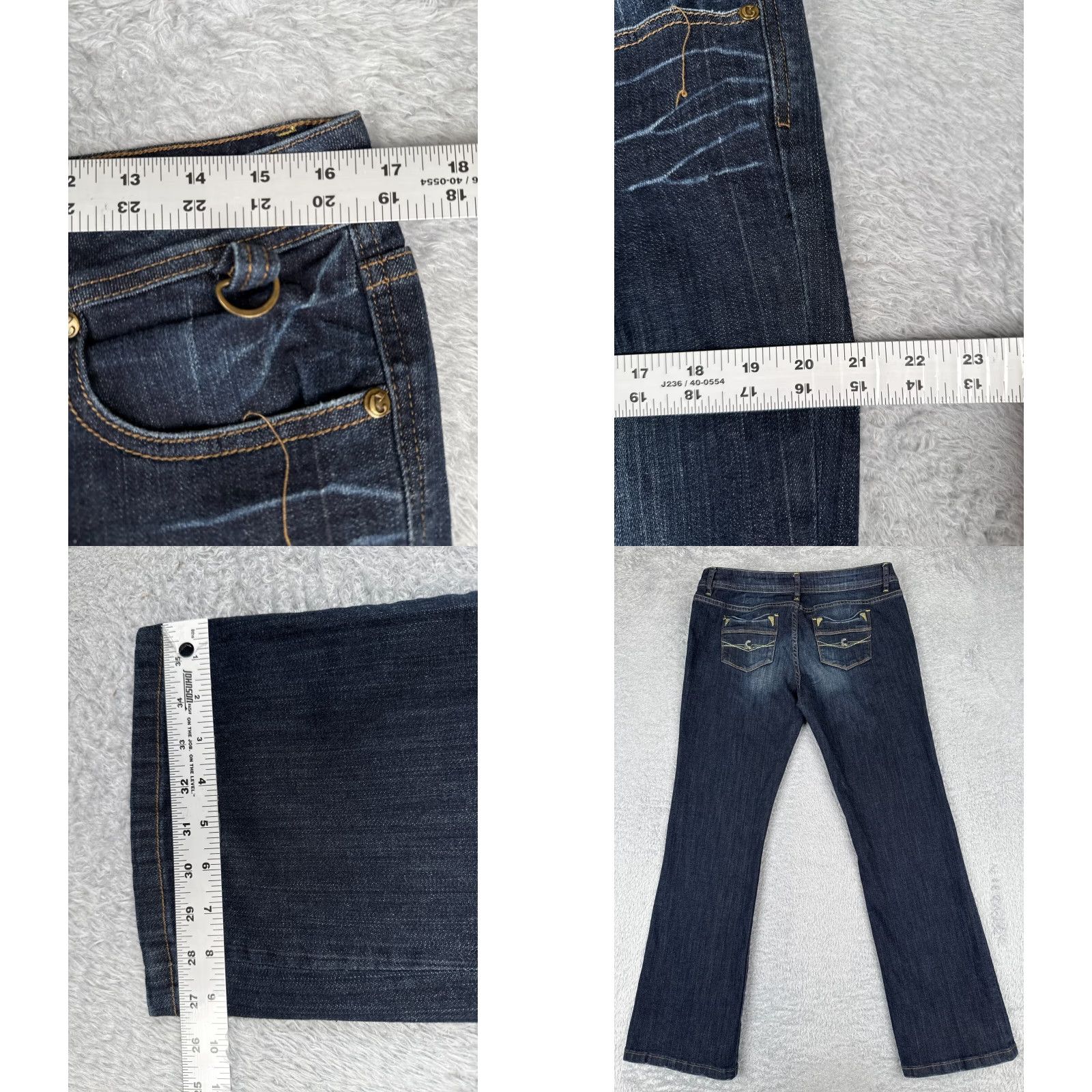 Denime Clash Jeans Womens 15 Blue Dark Denim Bootcut Mid Rise Cotton 33x31 Size 36" / US 14 / IT 50 - 9 Thumbnail