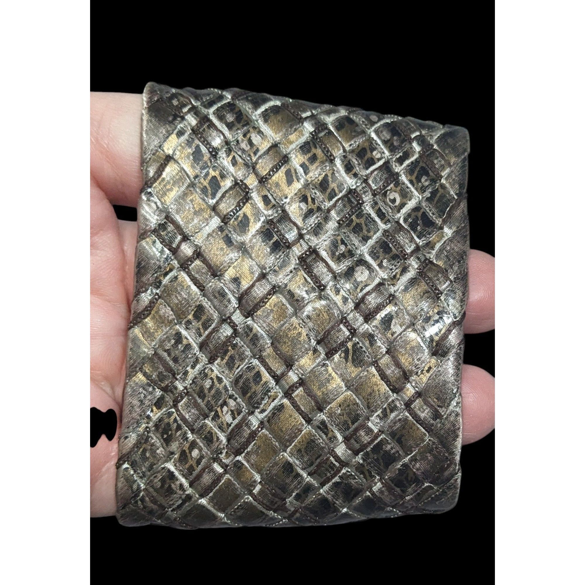 Other Distressed Metallic Wide Woven Ribbon Bracelet Size ONE SIZE - 4 Thumbnail