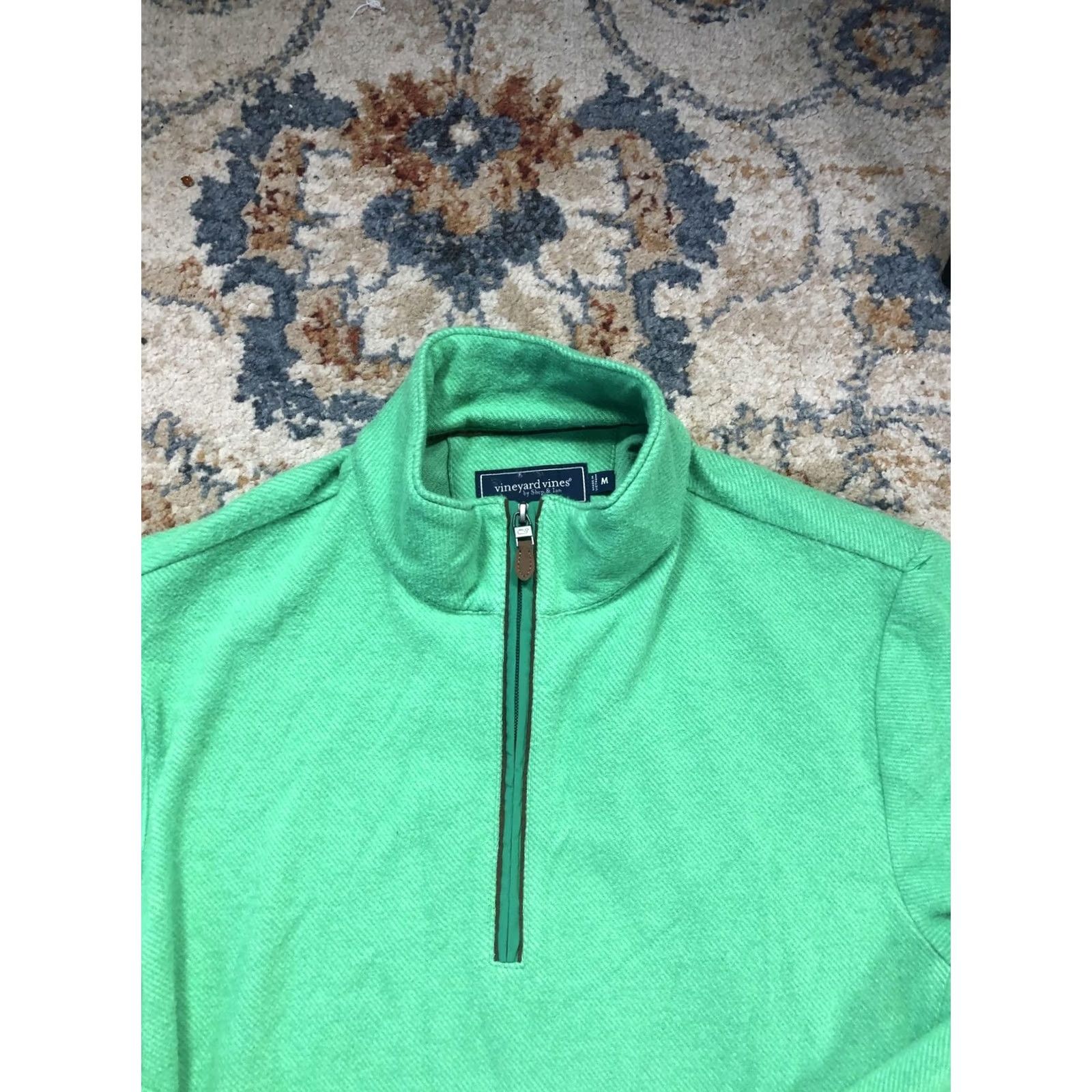 Vineyard Vines Vineyard Vines Sweatshirt Mens M Green 1/4 Zip Mock Neck Knit Pullover Size US M / EU 48-50 / 2 - 2 Thumbnail