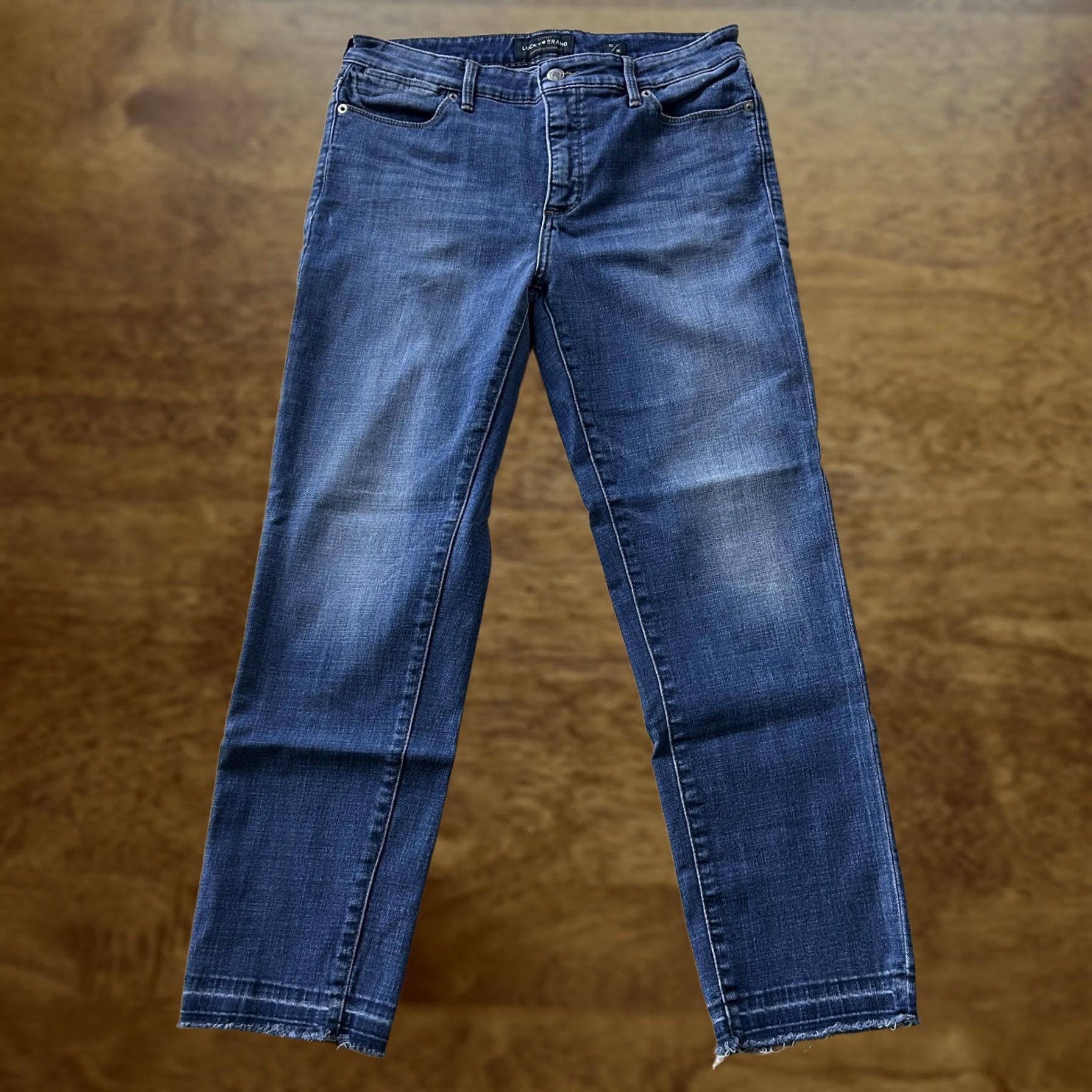 Lucky Brand Lucky Brand Skinny Jeans Womens 10/30 Medium Wash Blue Distressed Raw Hem Denim Jeans Size 32" / US 10 / IT 46 - 1 Thumbnail