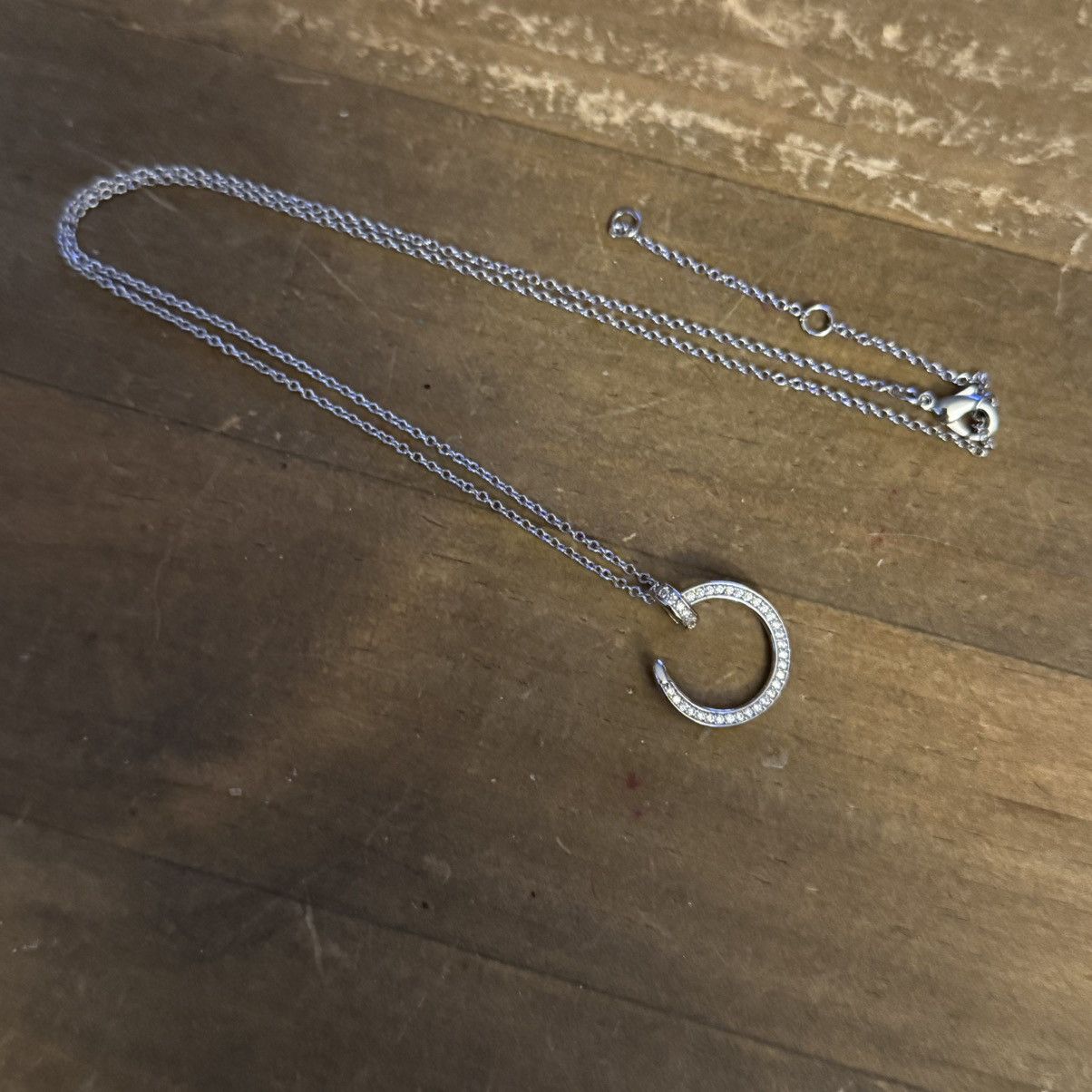 Other Silver tone pave nail pendant necklace Size ONE SIZE - 2 Thumbnail