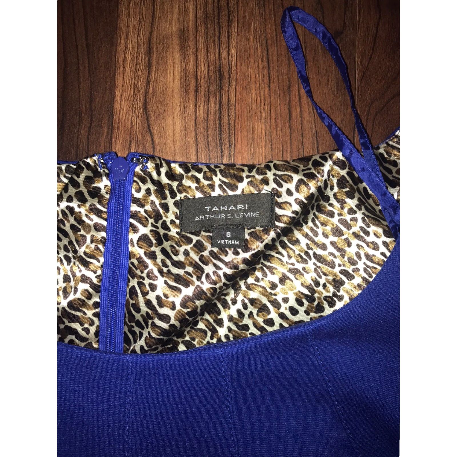 Vintage Tahari Arthur S. Levine Women's Blue Sleeveless A-Line Zipper Back Dress Size 8 Size M / US 6-8 / IT 42-44 - 3 Thumbnail