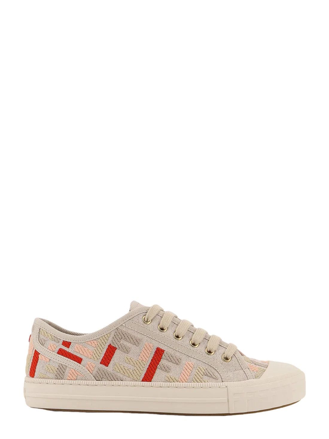 FENDI Domino $950 Beige Canvas Sneakers New & Authentic
