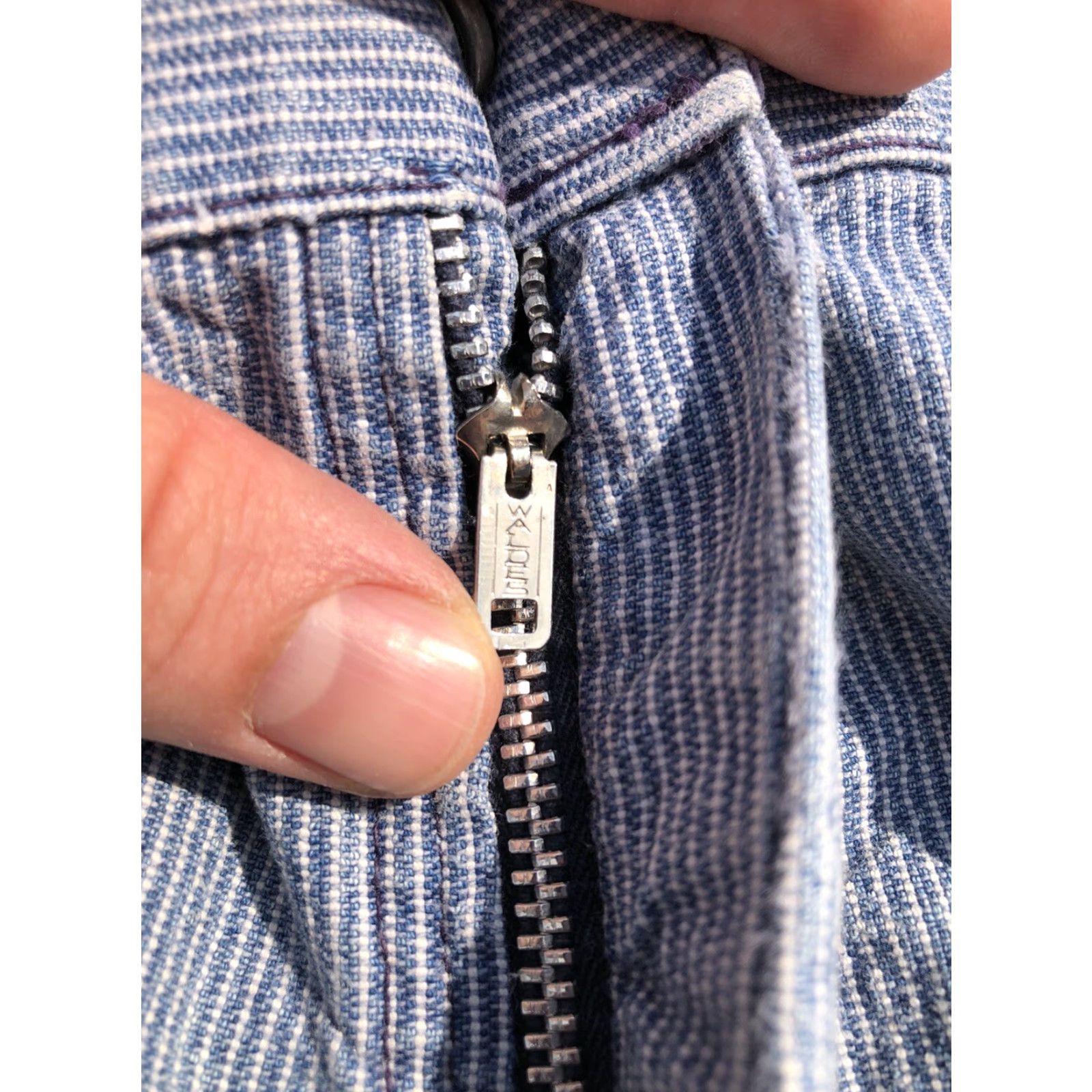 Bell VINTAGE Denim Bell Bottom Jeans W29 L31 Pincheck Stripe 60s Handmade Unbranded Unisex Adults Size 29" - 4 Thumbnail
