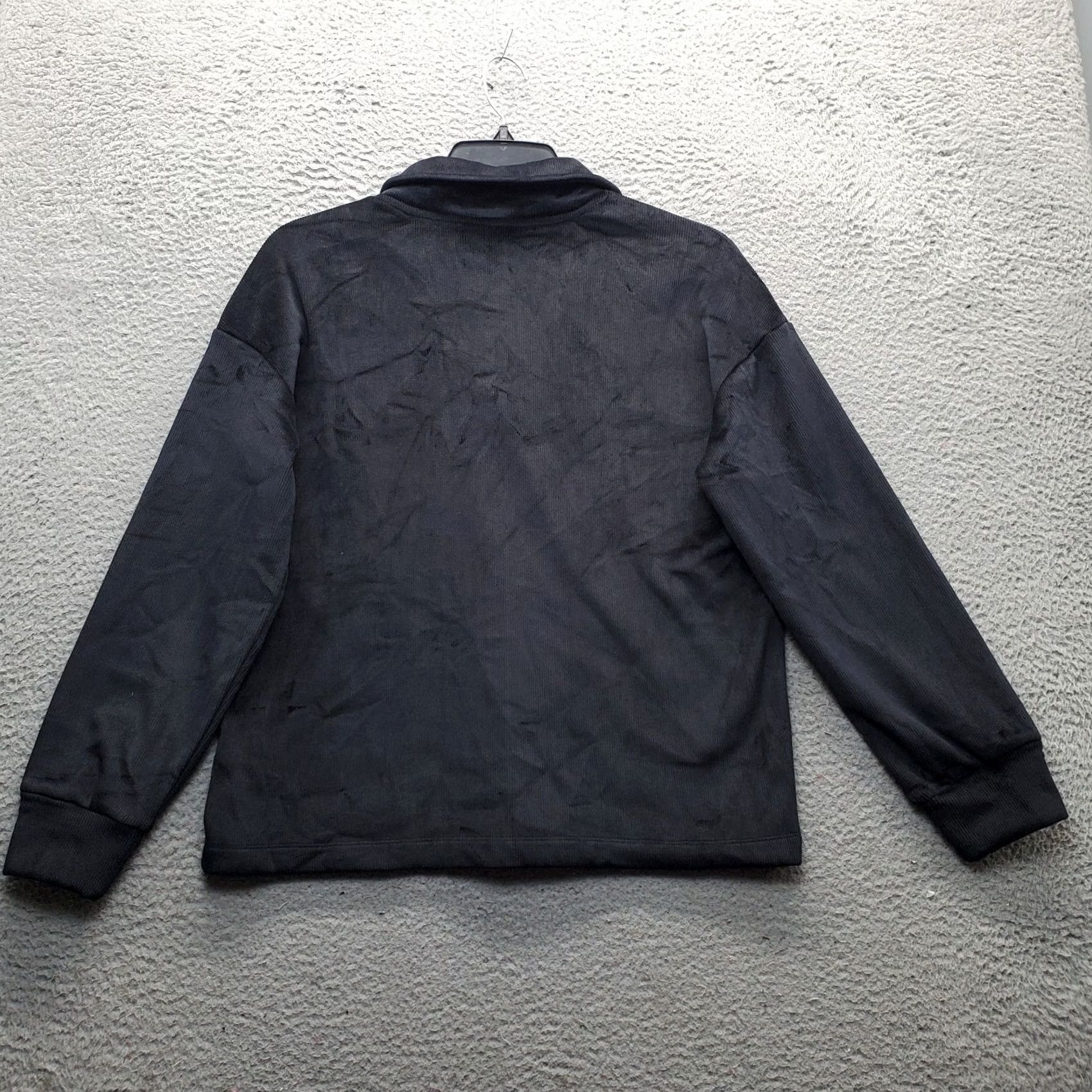 Vintage Mondetta Womens Corduroy Fleece Pullover Sweater Black L Shirt Size L / US 10 / IT 46 - 2 Thumbnail