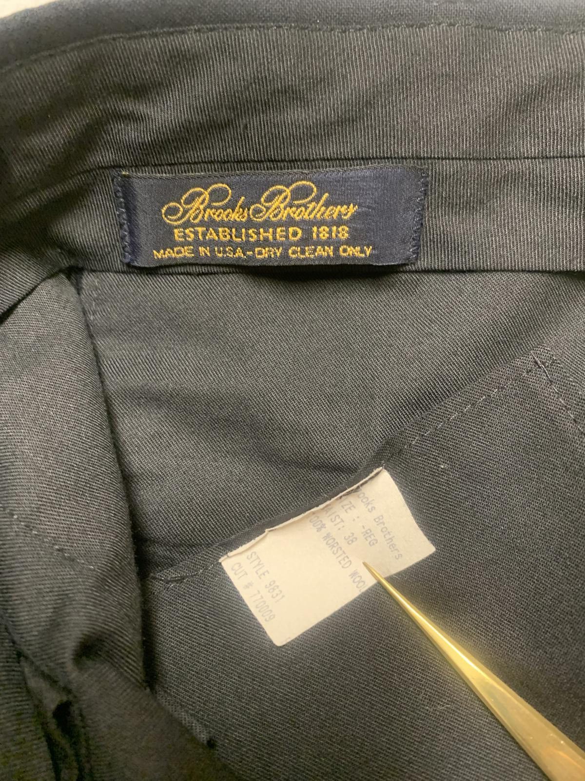 Brooks Brothers Brooks Brothers Men's Size 38 REG Black 100% Worsted Wool Size 46R - 4 Thumbnail