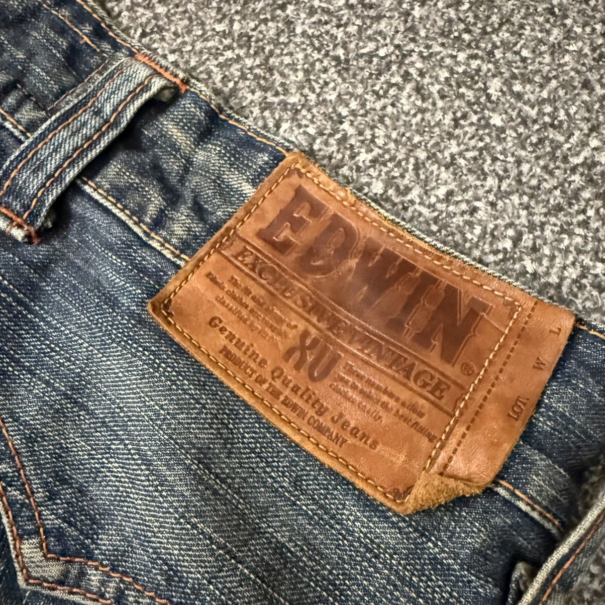Seditionaries Vintage y2k Baggy Edwin 424XV Orange Stich Distressed Denim Size US 32 / EU 48 - 9 Thumbnail