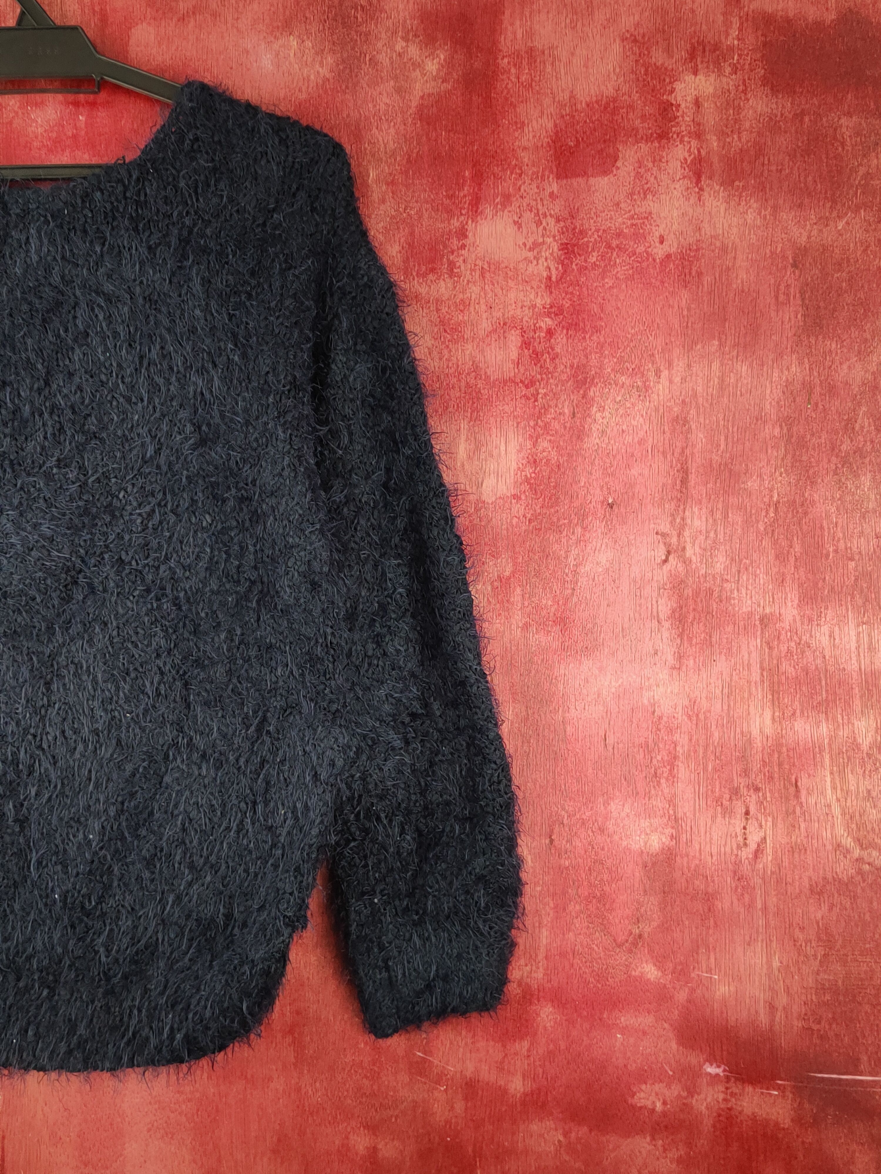 Homespun Knitwear × Japanese Brand × Vintage E Hypen World Gallery Navy Fur Mohair Knitwear #S1921 Size M / US 6-8 / IT 42-44 - 9 Thumbnail