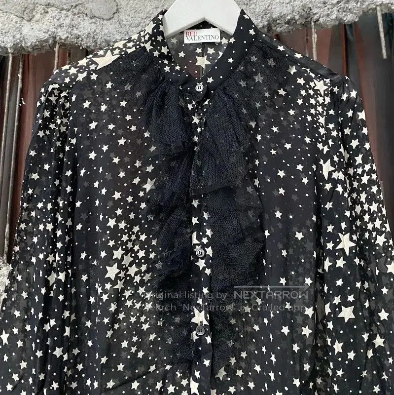 Valentino Valentino Star Print Silk Long Sleeve Shirt . Size XXS / US 00 / IT 34 - 3 Thumbnail