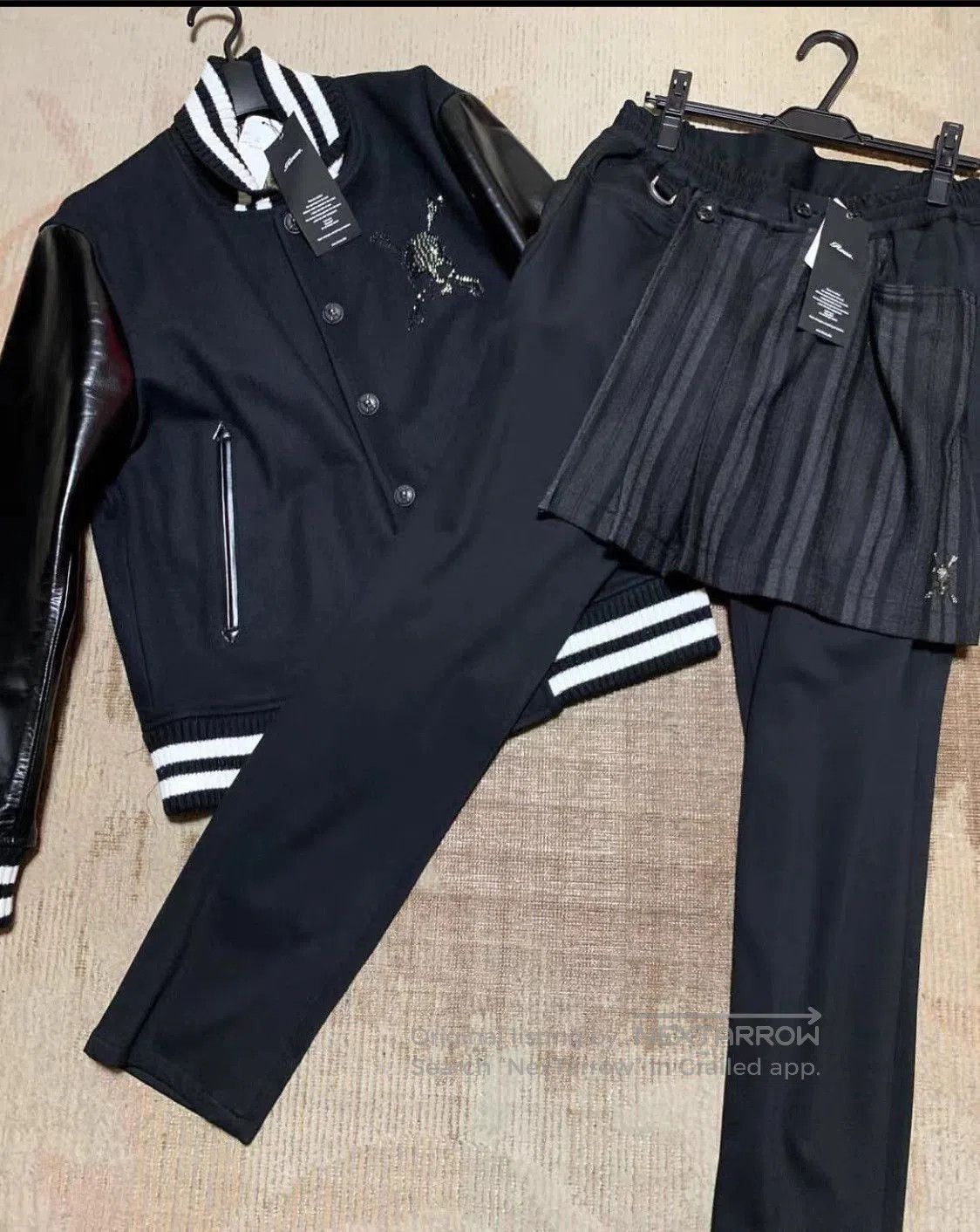 Roen Black Bomber Jacket with Leather Sleeves & Pants. Size US S / EU 44-46 / 1 - 1 Thumbnail