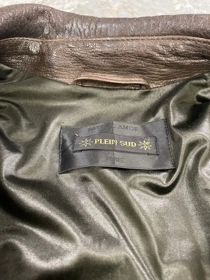 Vintage FW2003 Plein Sud Asymmetrical Avant-Gardist Leather Trench Jacket Size S / US 4 / IT 40 - 7 Thumbnail