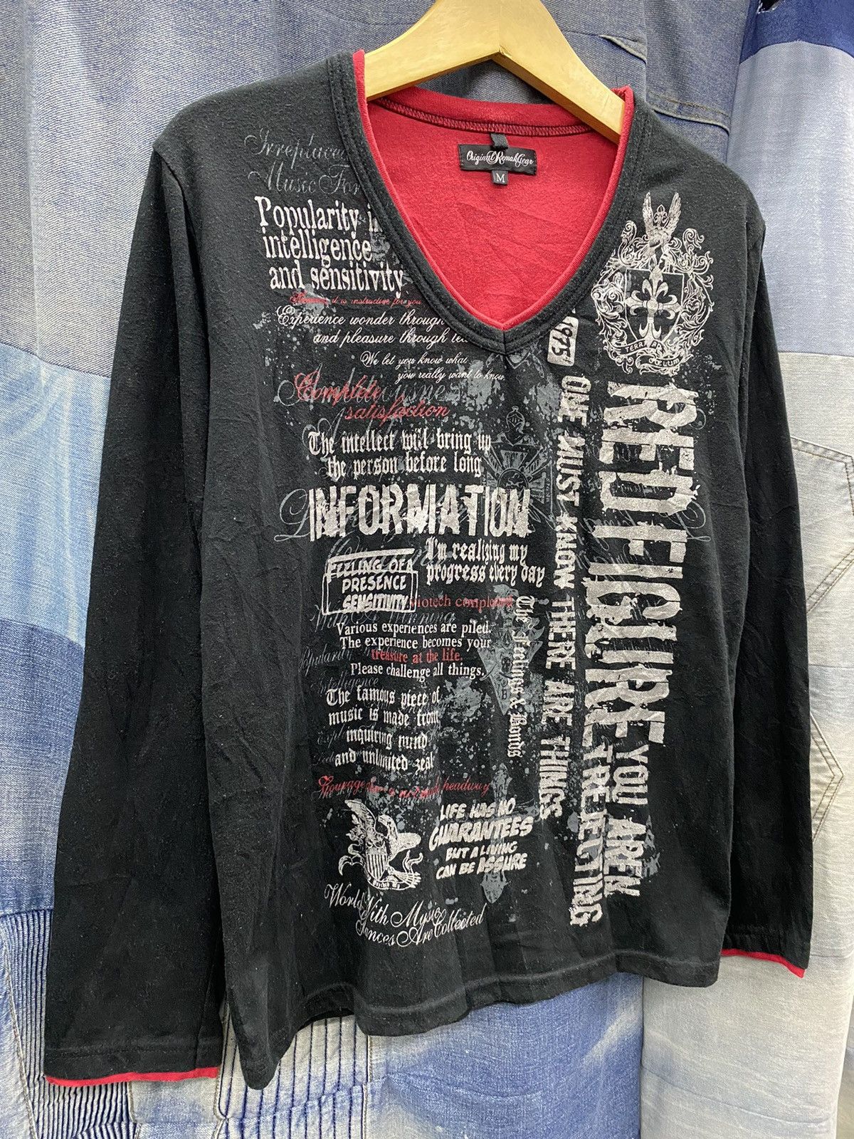 If Six Was Nine × Japanese Brand japanese brand poem double layer red figure cross longsleeve Size US M / EU 48-50 / 2 - 3 Thumbnail