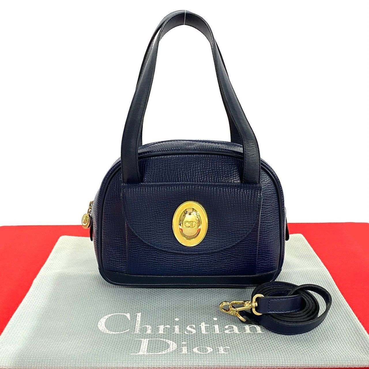 Dior Dior Shoulder Bag Navy Leather Size ONE SIZE - 1 Thumbnail