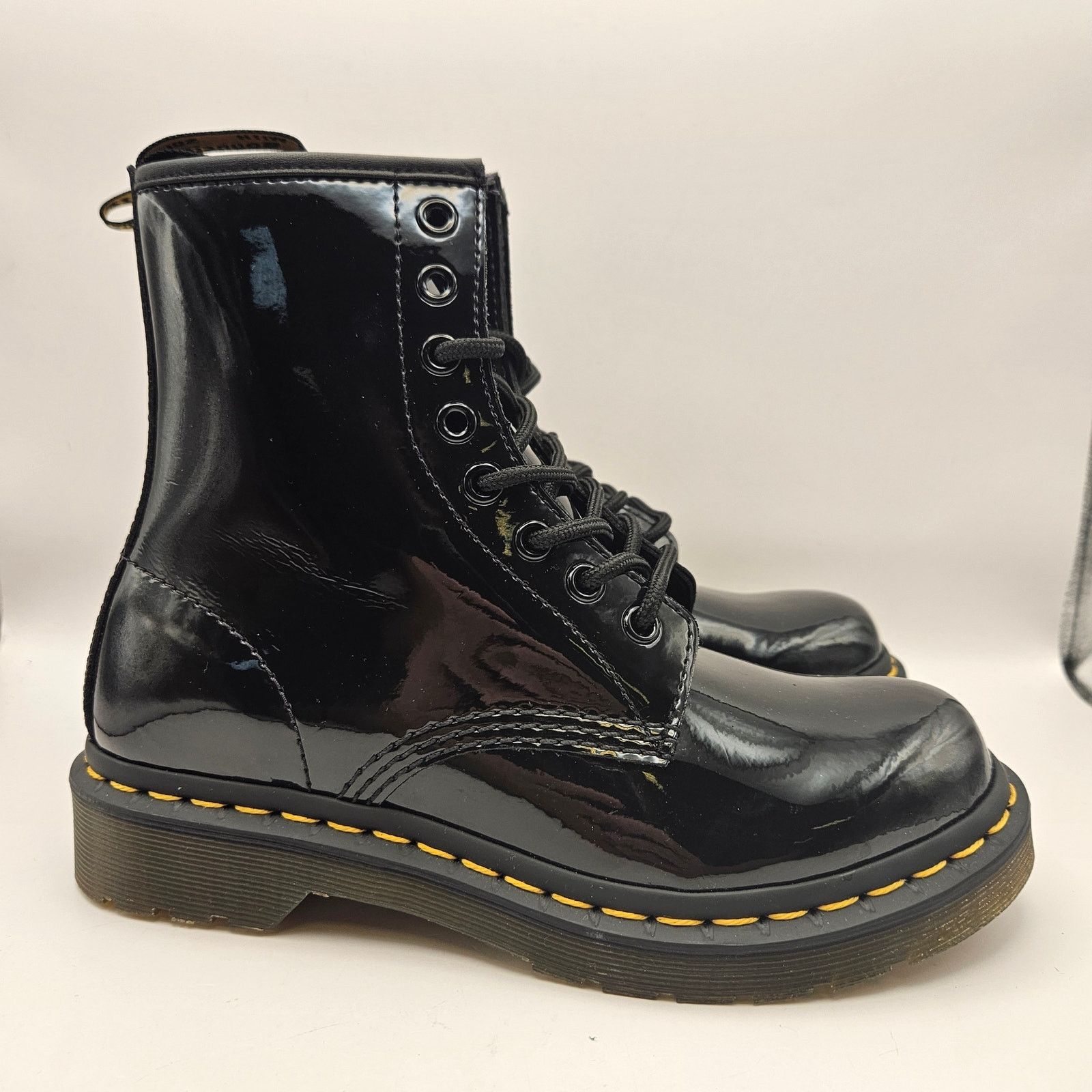 Dr. Martens DR MARTENS WOMEN'S 6 1460 W BLACK PATENT LEATHER COMBAT BOOT Size US 6 / IT 36 - 4 Thumbnail