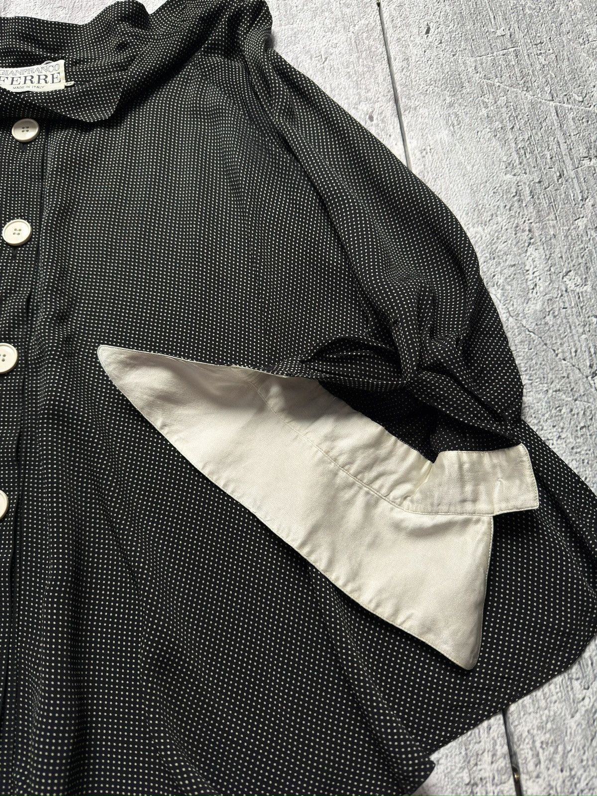 Gianfranco Ferre Rare 80s Gianfranco Ferre Dei Mattioli Silk Polka Dot Blouse Size L / US 10 / IT 46 - 5 Thumbnail