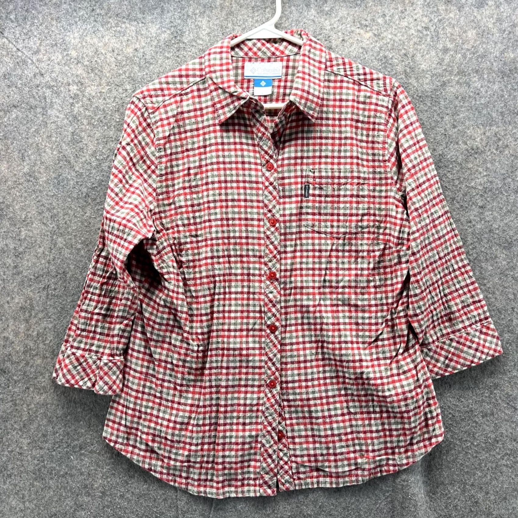 Vintage Columbia Shirt Women Large Red Casual Button Down Preppy Cotton Check Plaid Size L / US 10 / IT 46 - 2 Thumbnail