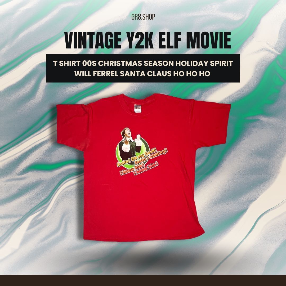 Gildan Vintage Y2K Elf Movie Christmas T-Shirt Red Will Ferrel Sant Size US L / EU 52-54 / 3 - 1 Thumbnail