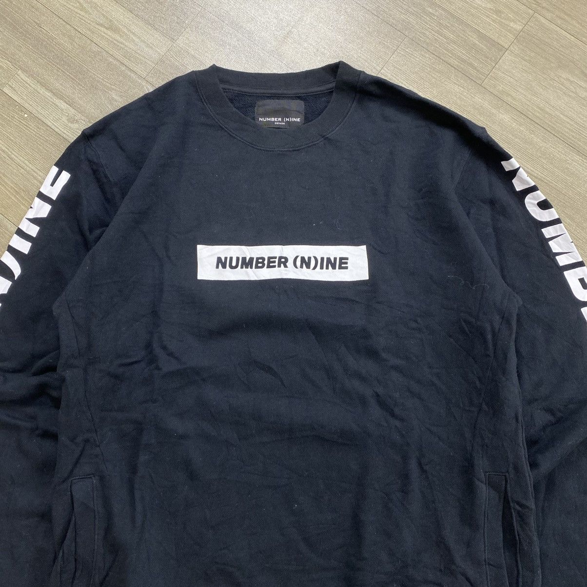 Number (N)ine 2000s Number (N)ine Denim Spell Out Logo Pocket Sweatshirt Size US M / EU 48-50 / 2 - 3 Thumbnail