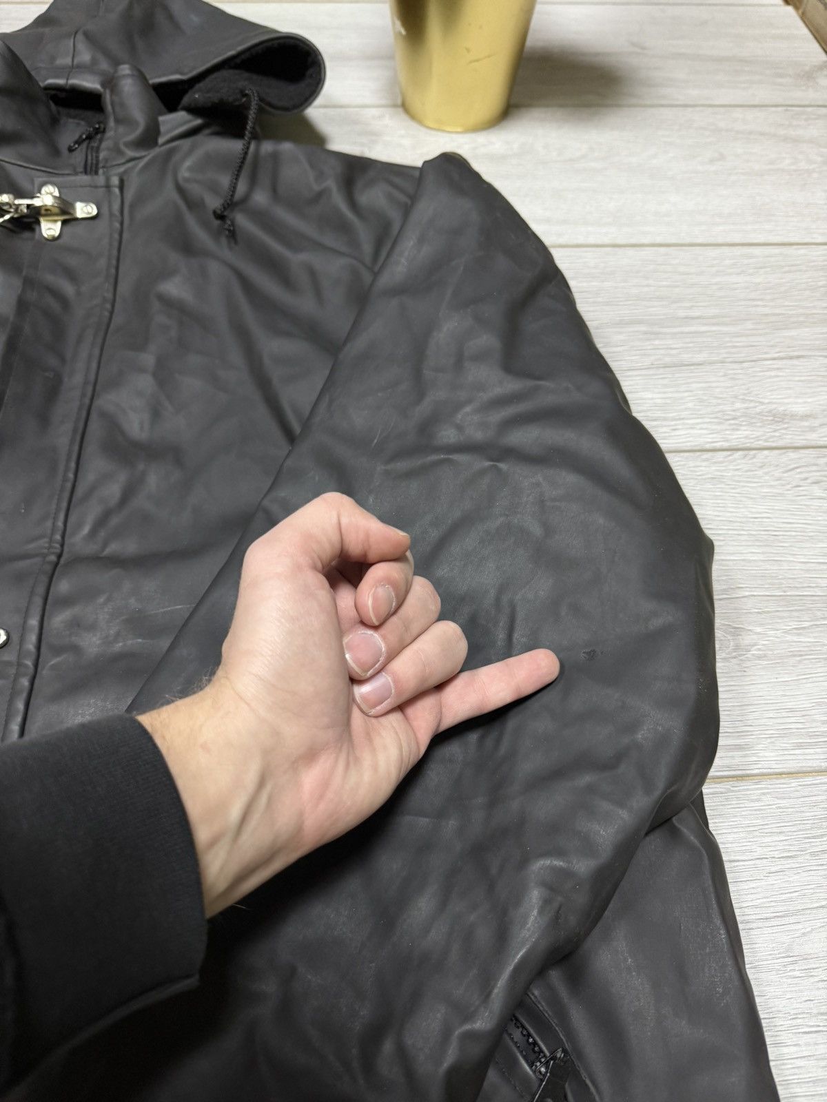 Vintage Fireman France PVC rubbed vintage coat jacket hooded Size US L / EU 52-54 / 3 - 6 Thumbnail
