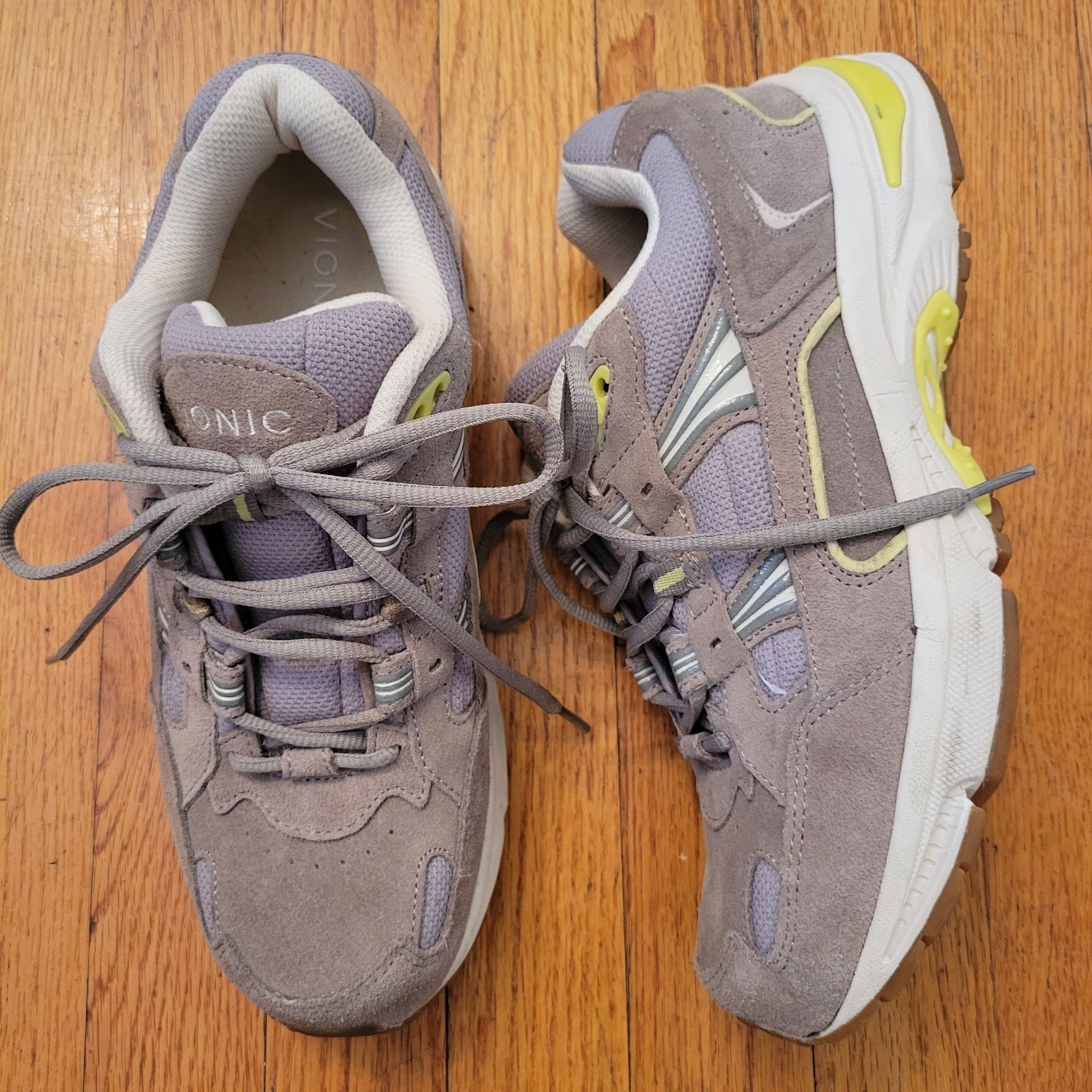 Vionic Vionic Athletic Shoes 9.5W Gray Brown Yellow Mesh Suede Snea Size US 9.5 / IT 39.5 - 1 Thumbnail