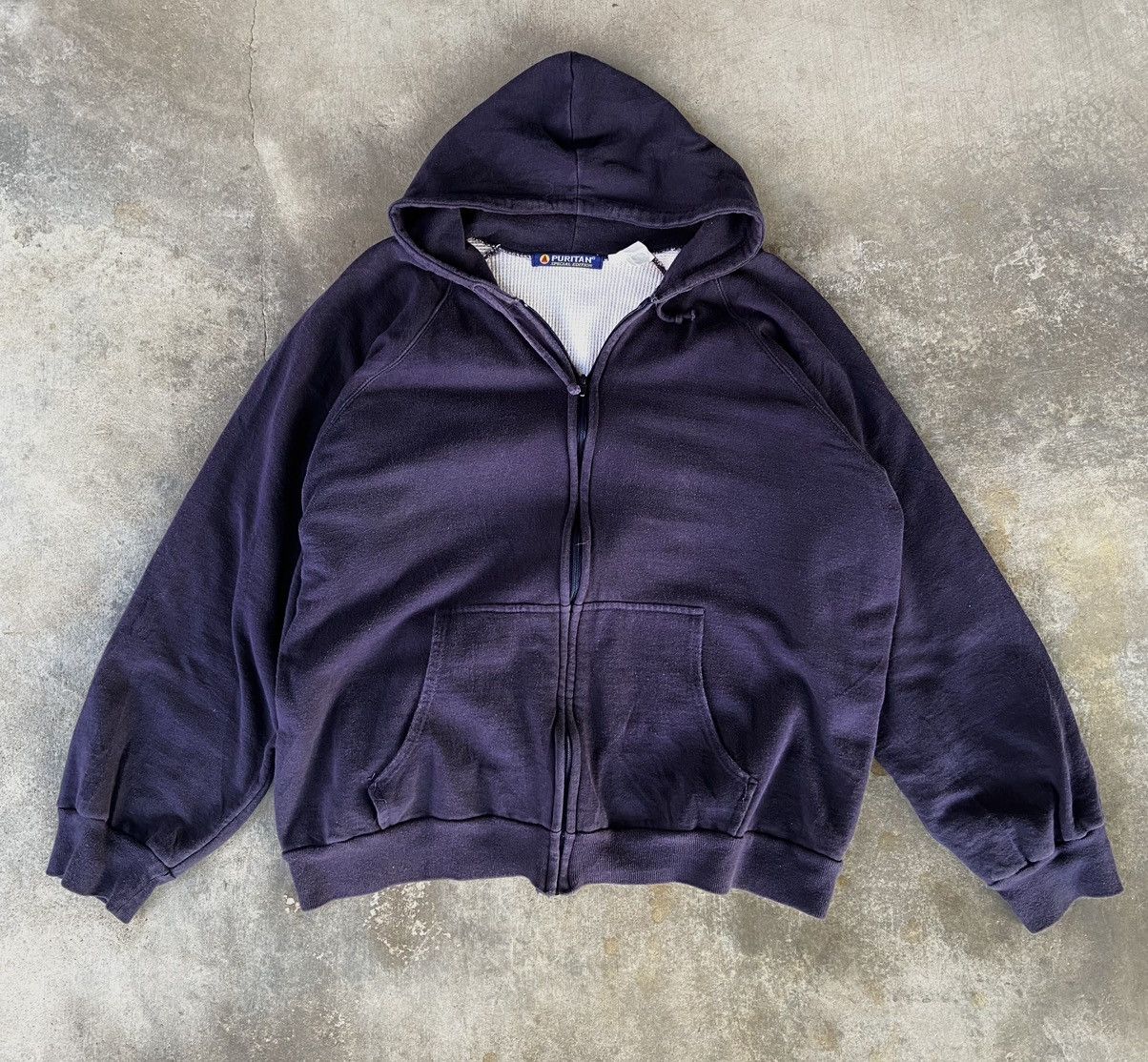 Japanese Brand × Vintage Vintage 1980s knit waffle hoodie boxy fit Size US XXL / EU 58 / 5 - 1 Thumbnail