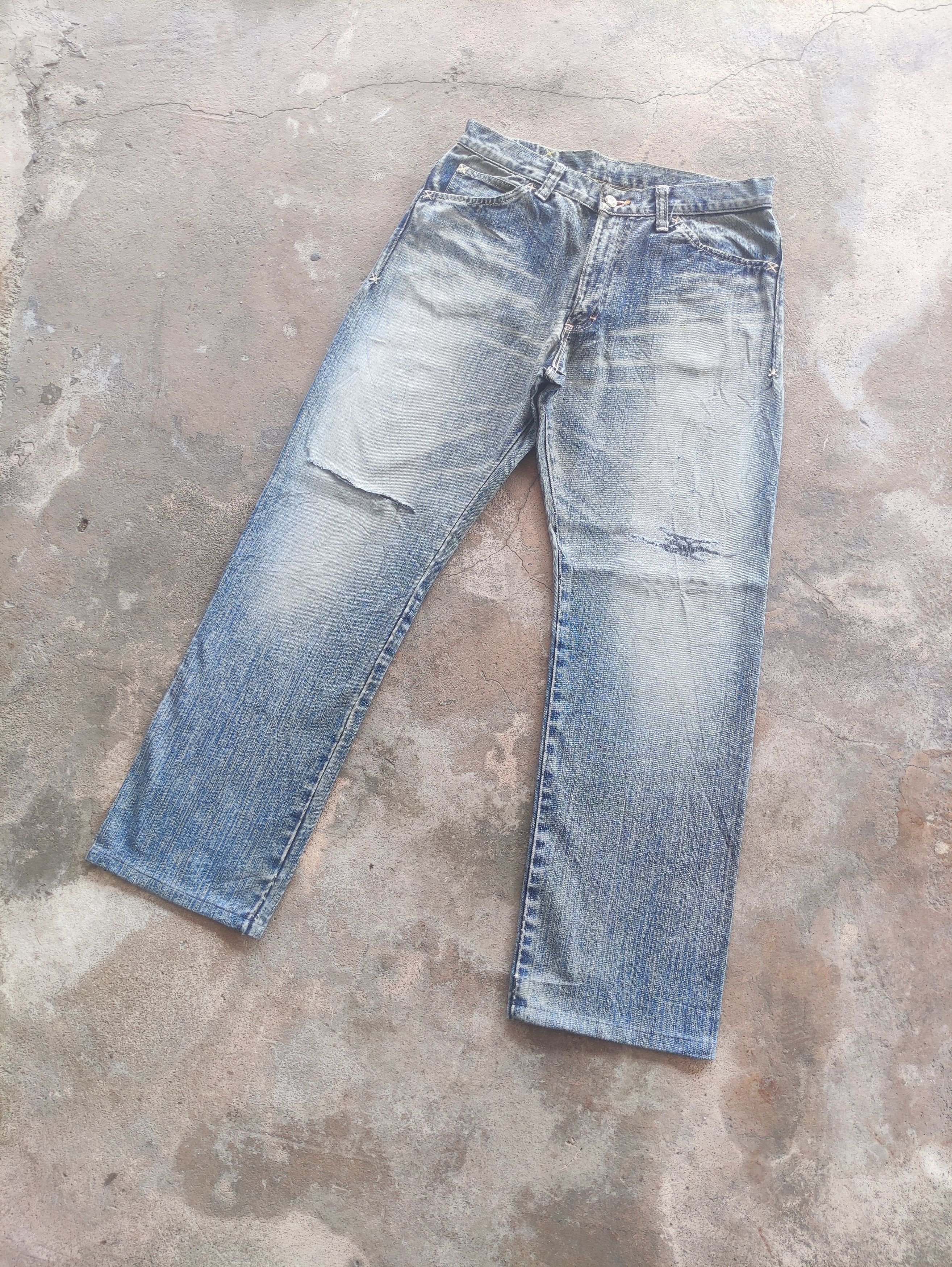Vintage Lee Japan Denim Distressed Faded Pants Jeans W34