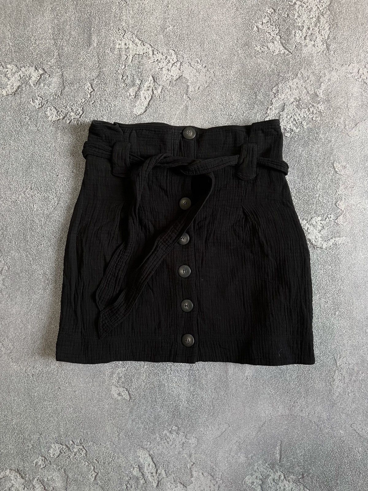 Sezane Sezane Hayda Skirt Gauze Mini Button Front High Black Sz 34 Size 24" / US 00 / IT 34 - 1 Thumbnail