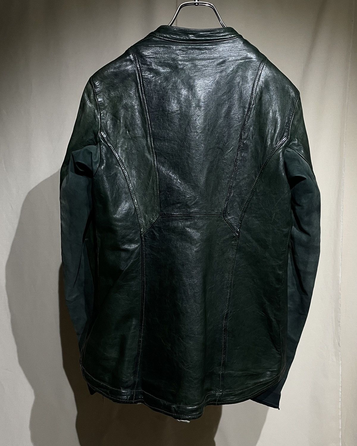 Giorgio Brato Giorgio Brato Oxidized Green Asymmetric Snap Leather Jacket Size S / US 4 / IT 40 - 9 Thumbnail