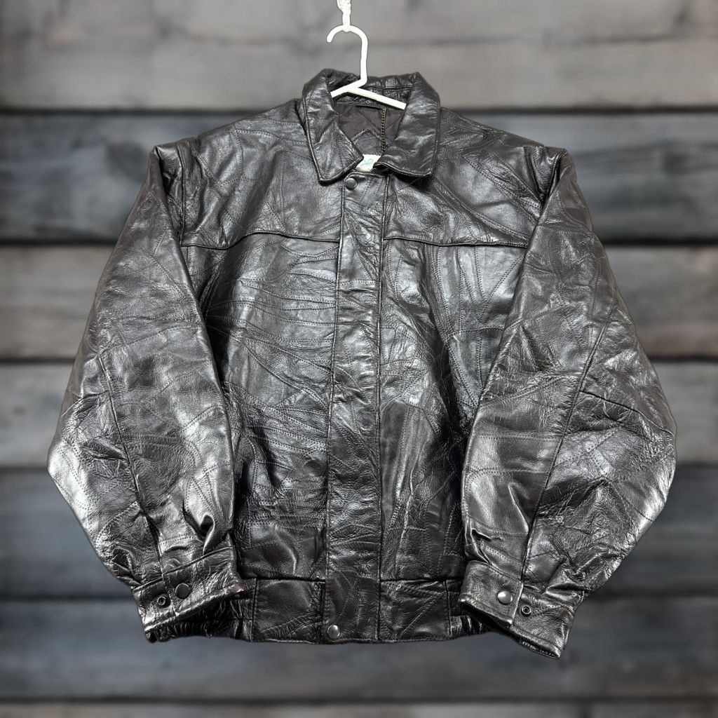 Haband VINTAGE Haband Jacket Mens L Brown Bomber Leather Patchwork Lined 90s Western Casual Zip Coat Mens Size US L / EU 52-54 / 3 - 1 Thumbnail