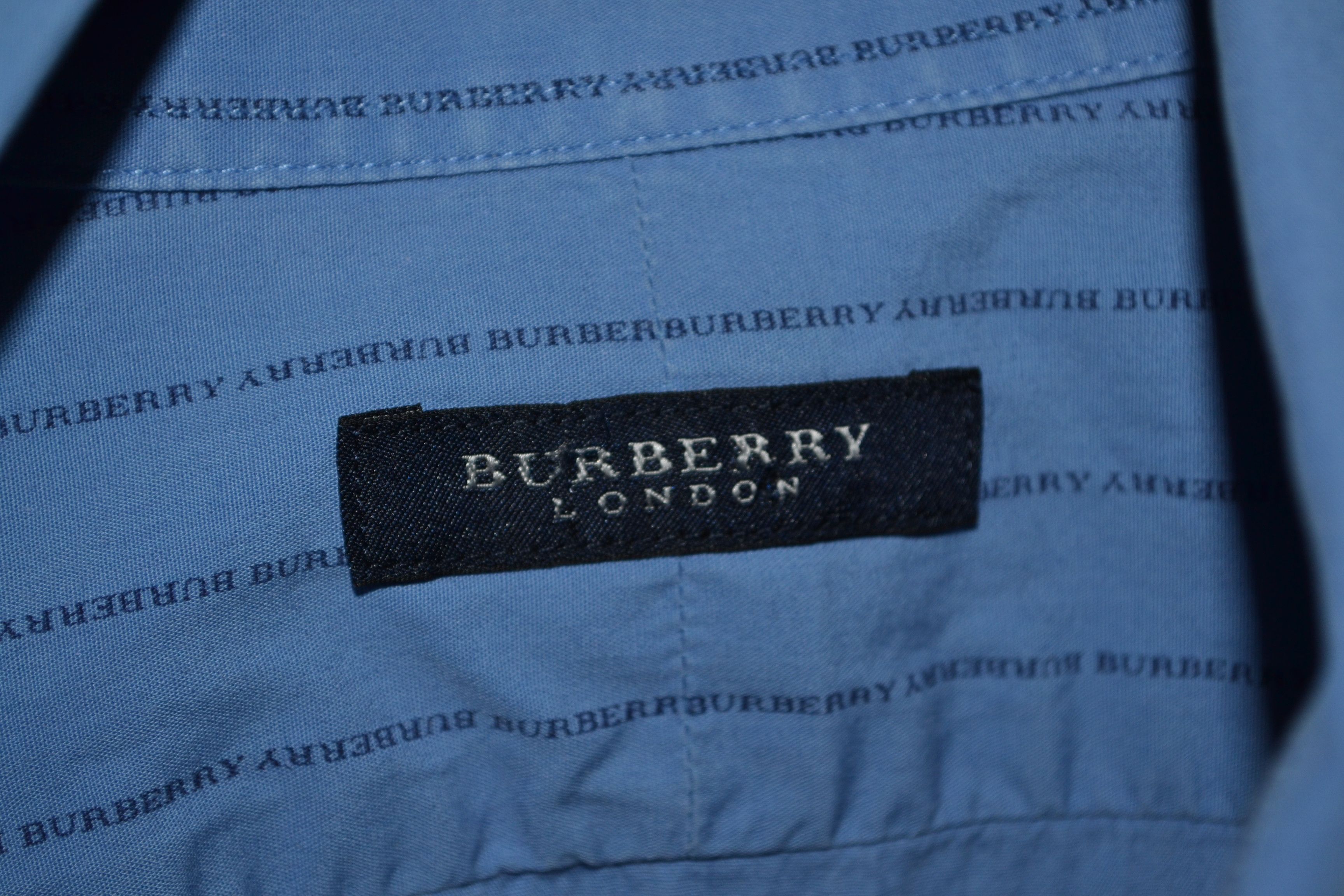 Burberry Burberry Vintage UK Spellout Monogram Blue Shirt 17 43 L-XL Size US L / EU 52-54 / 3 - 6 Thumbnail