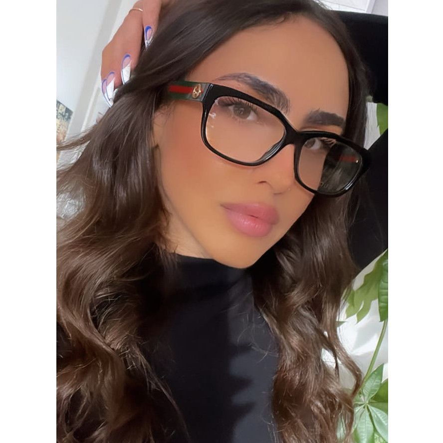 image of New Gucci Gg0278O Black Striped Arm Eyeglasses Frames, Women's