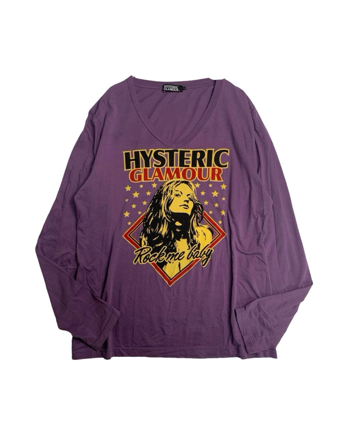 🔥RARE🔥Hysteric Glamour 🇯🇵 “Rock Me Baby” V-Neck Long Sleeve
