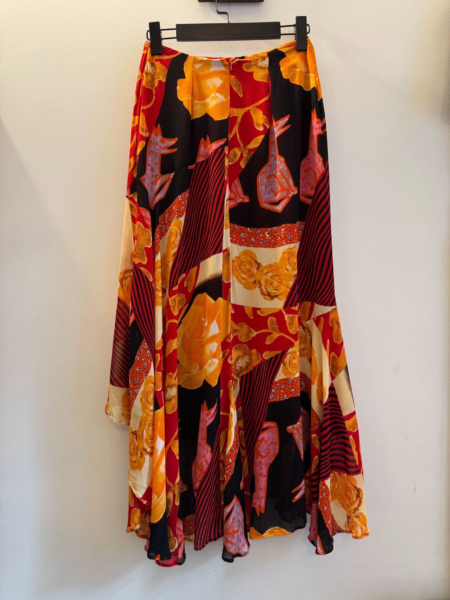 Other French Brand Color - Printed Irregular Hem Silk Skirt Size 26" / US 2 / IT 38 - 8 Thumbnail
