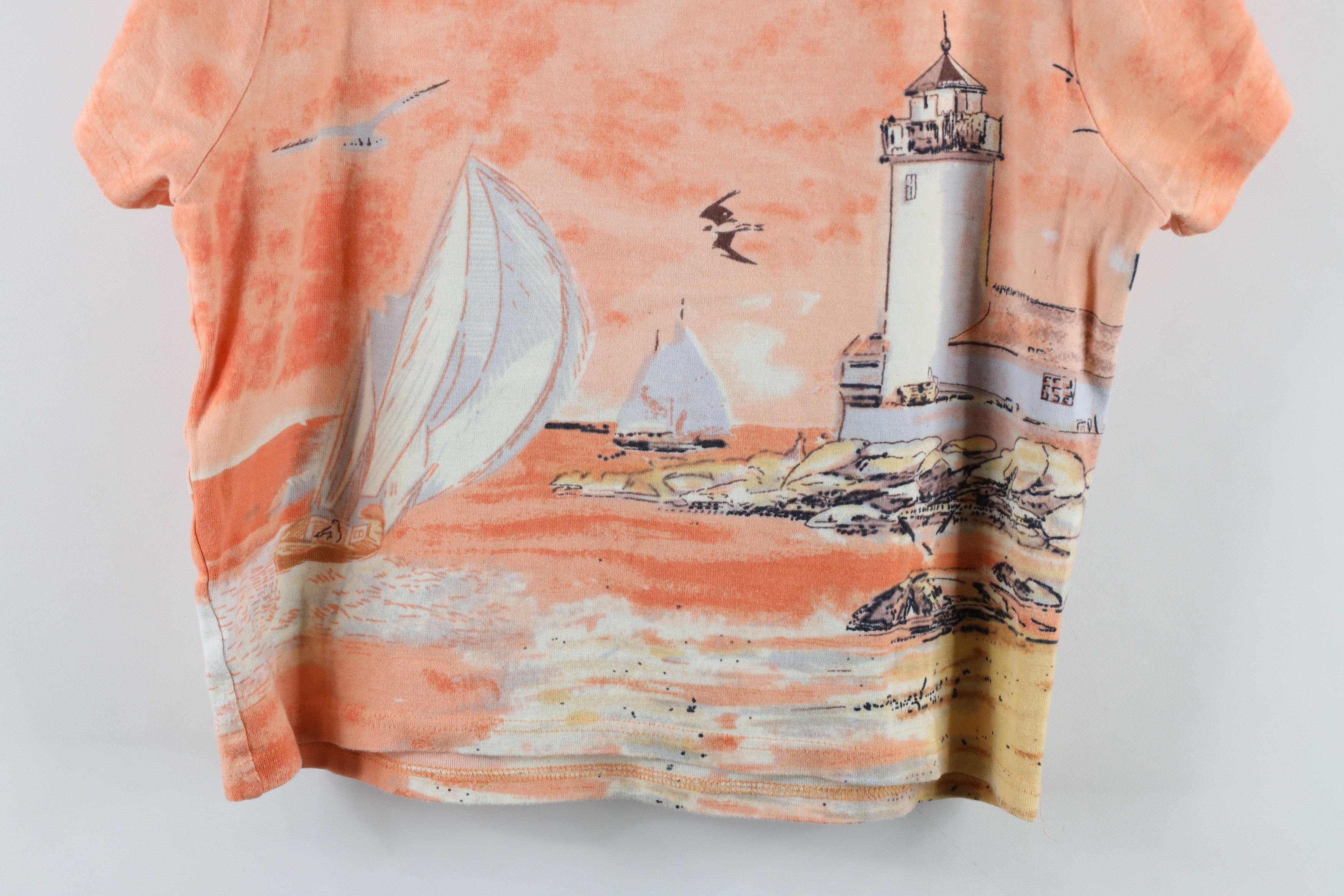 Vintage Vintage 90s Streetwear Beach All Over Print Cropped T-Shirt Size L / US 10 / IT 46 - 13 Thumbnail